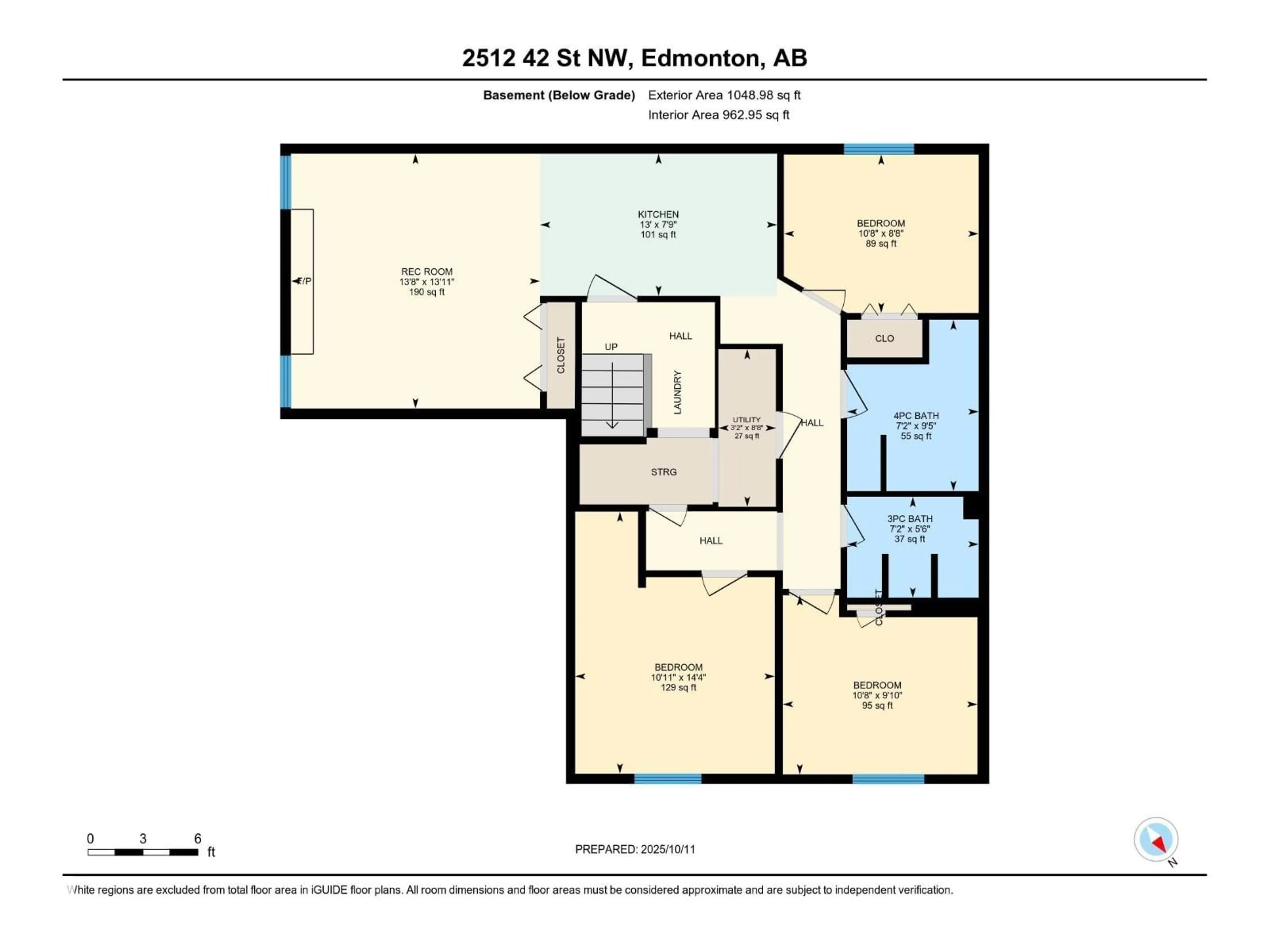 Floor plan for 2512 42 ST, Edmonton Alberta T5L4M8