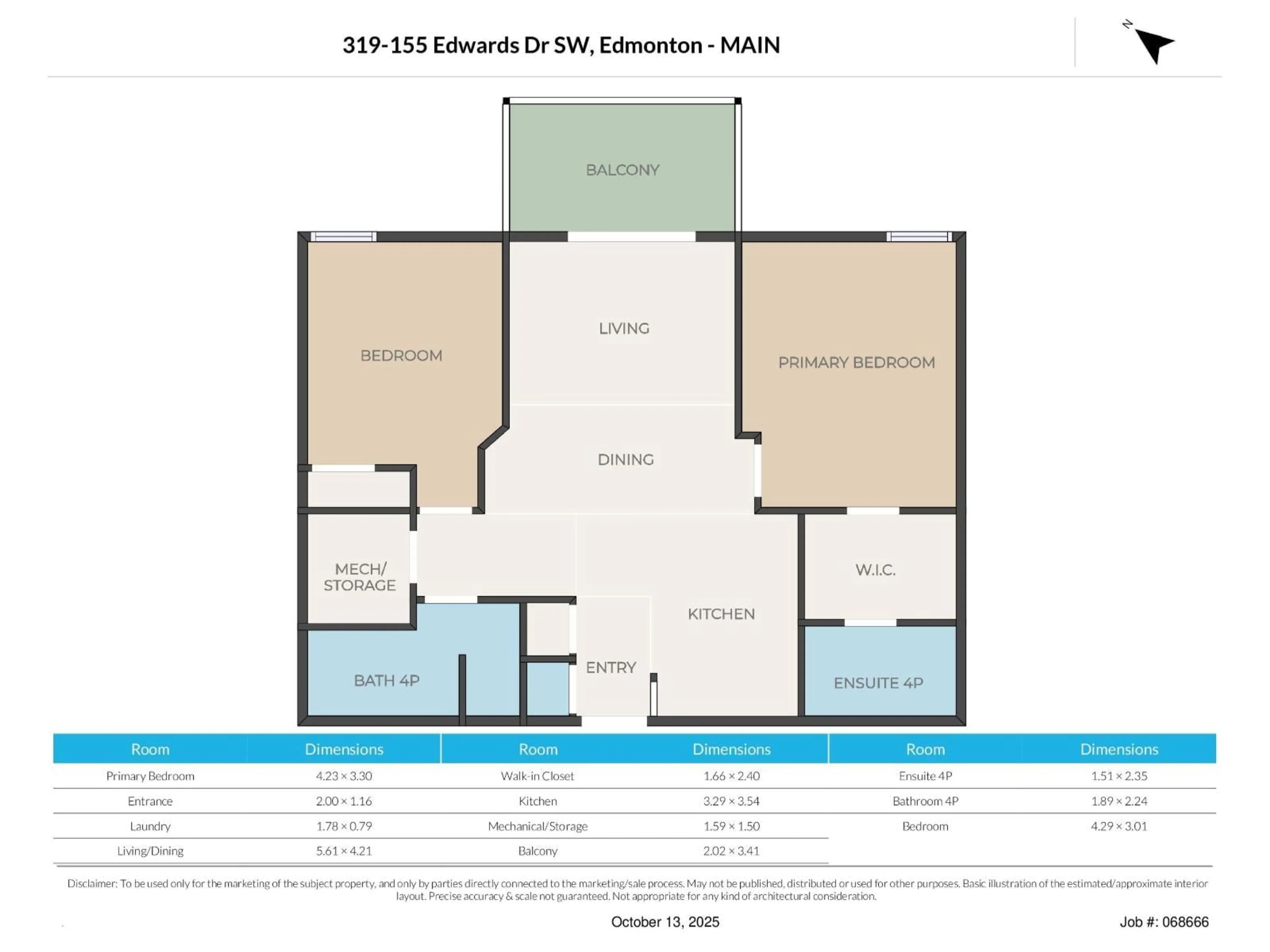 Floor plan for 155 - 319 EDWARDS DR, Edmonton Alberta T6X1N6