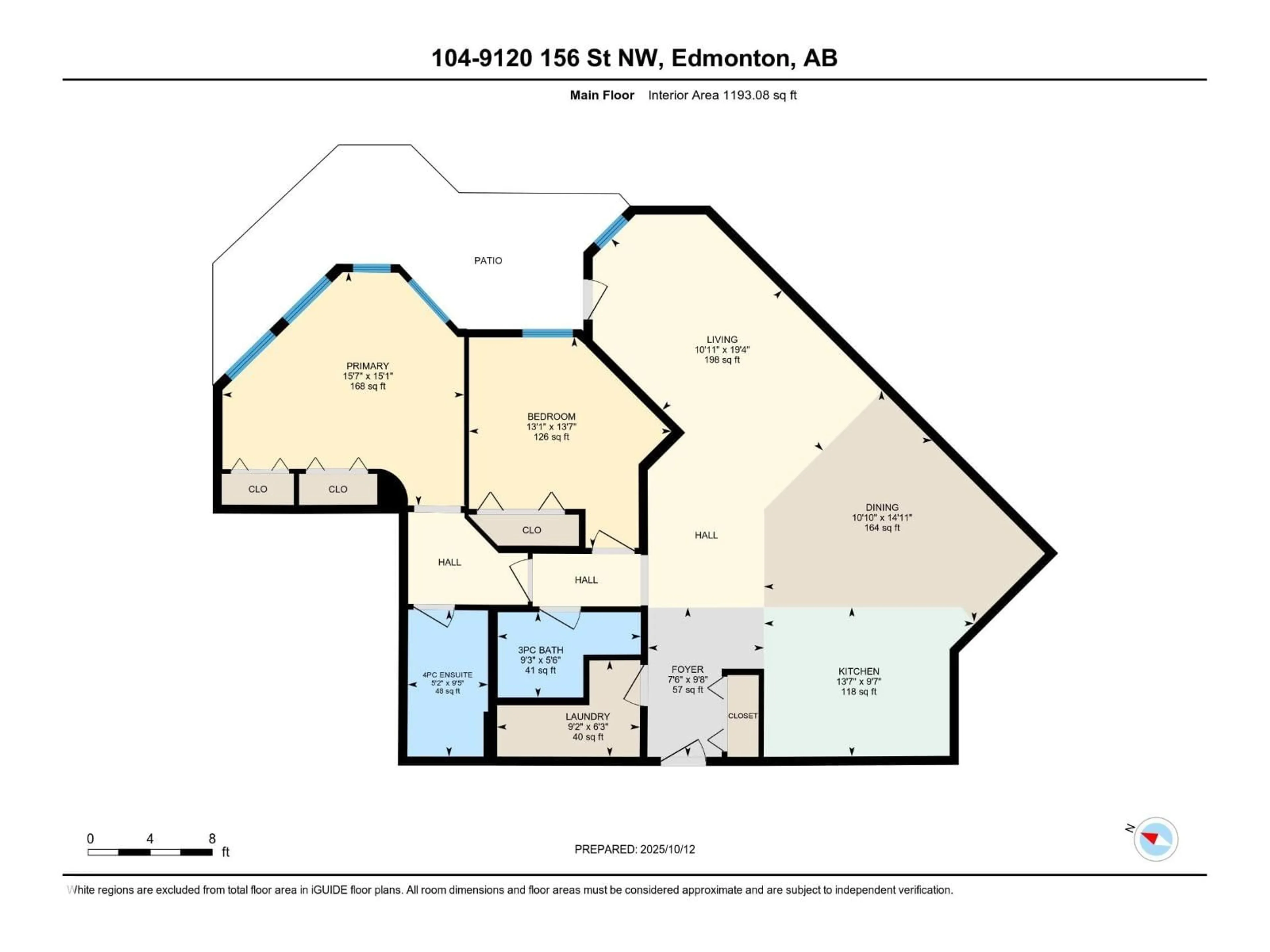 Floor plan for #104 - 9120 156 ST, Edmonton Alberta T5R1Y8