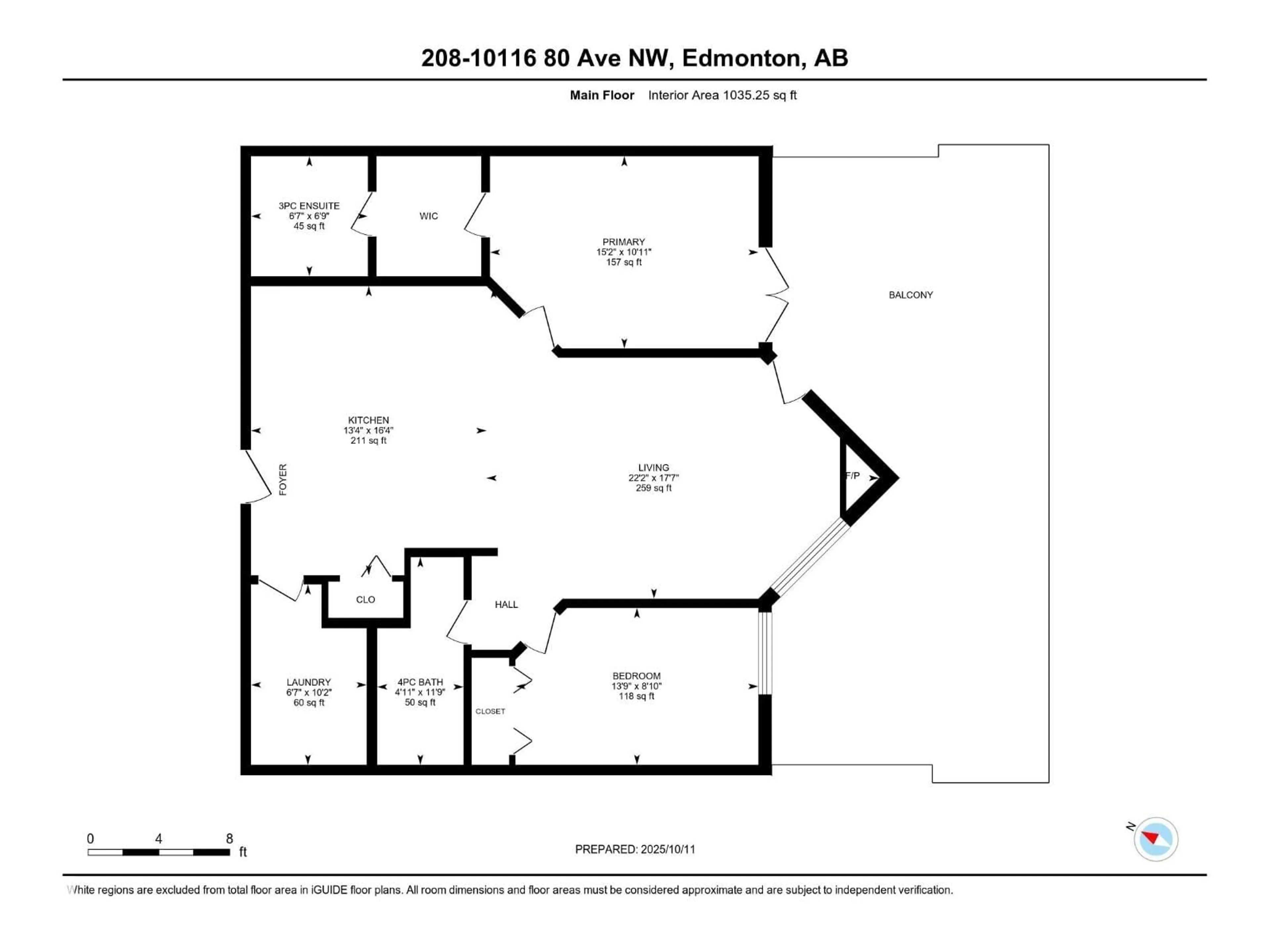 Floor plan for 208 - 10116 80 AV, Edmonton Alberta T6E6V7
