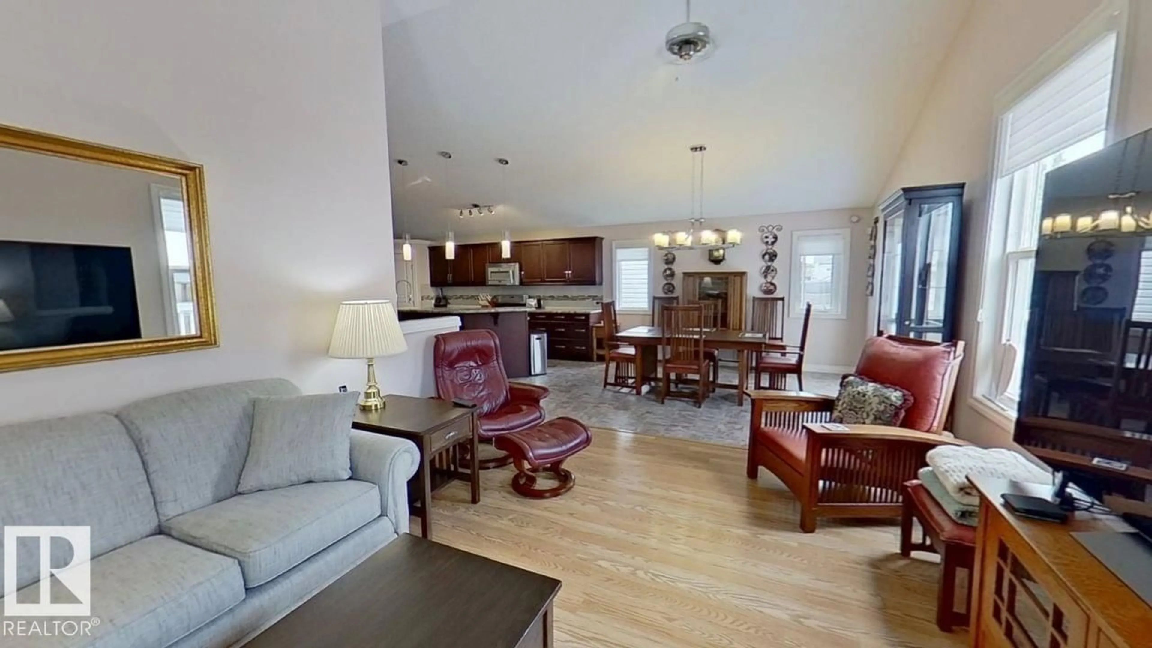 Living room with furniture, wood/laminate floor for NW - 13040 164 AV, Edmonton Alberta T6V0E7