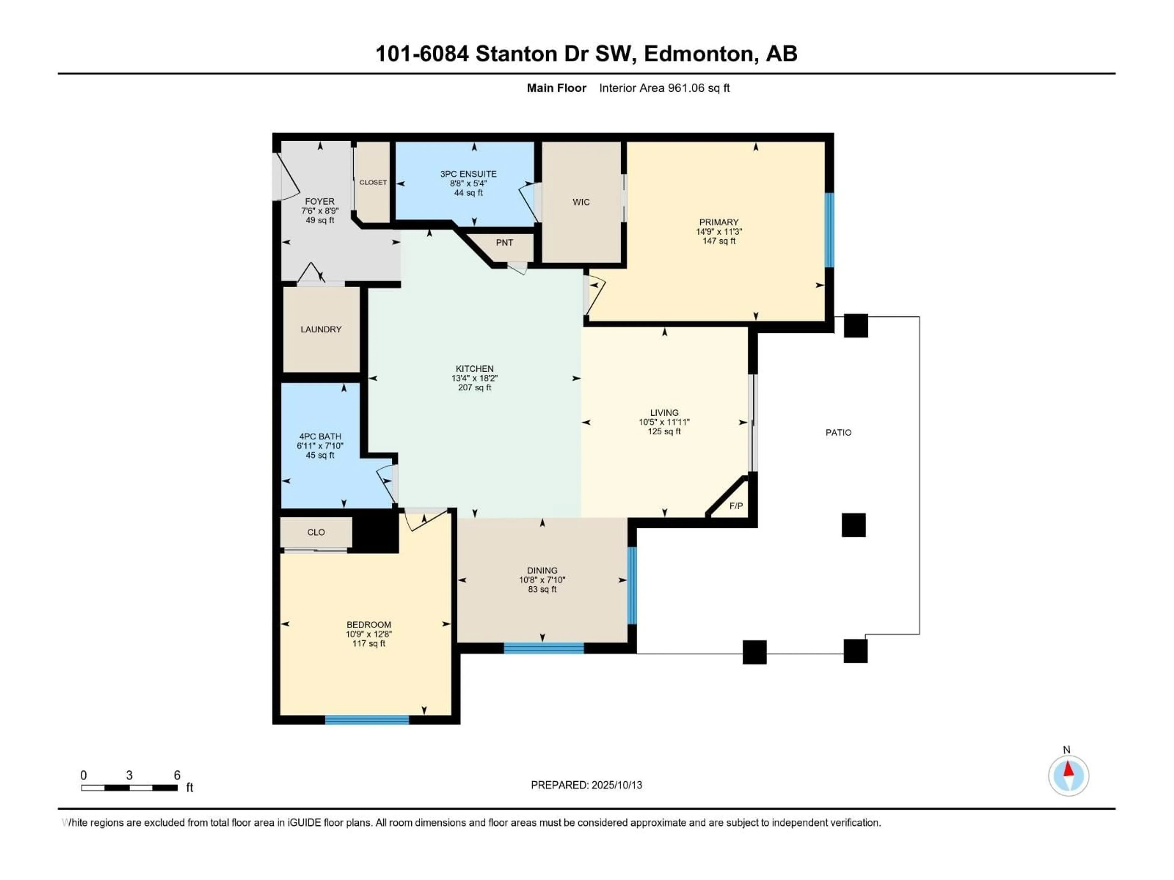 Floor plan for #101 - 6084 STANTON DR, Edmonton Alberta T6X0Z4
