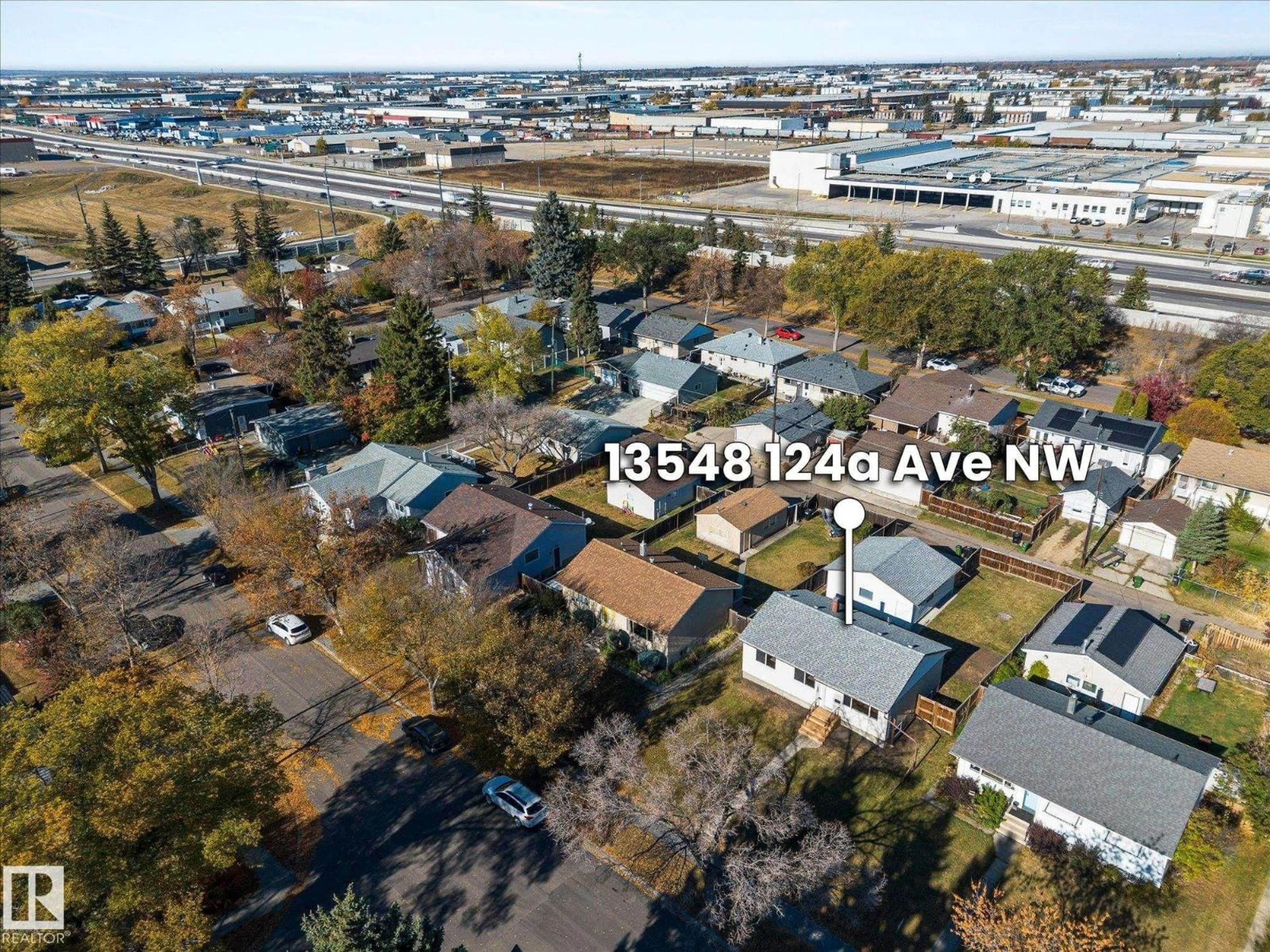 A pic from outside/outdoor area/front of a property/back of a property/a pic from drone, street for 13548 124A AV, Edmonton Alberta T5L3B5