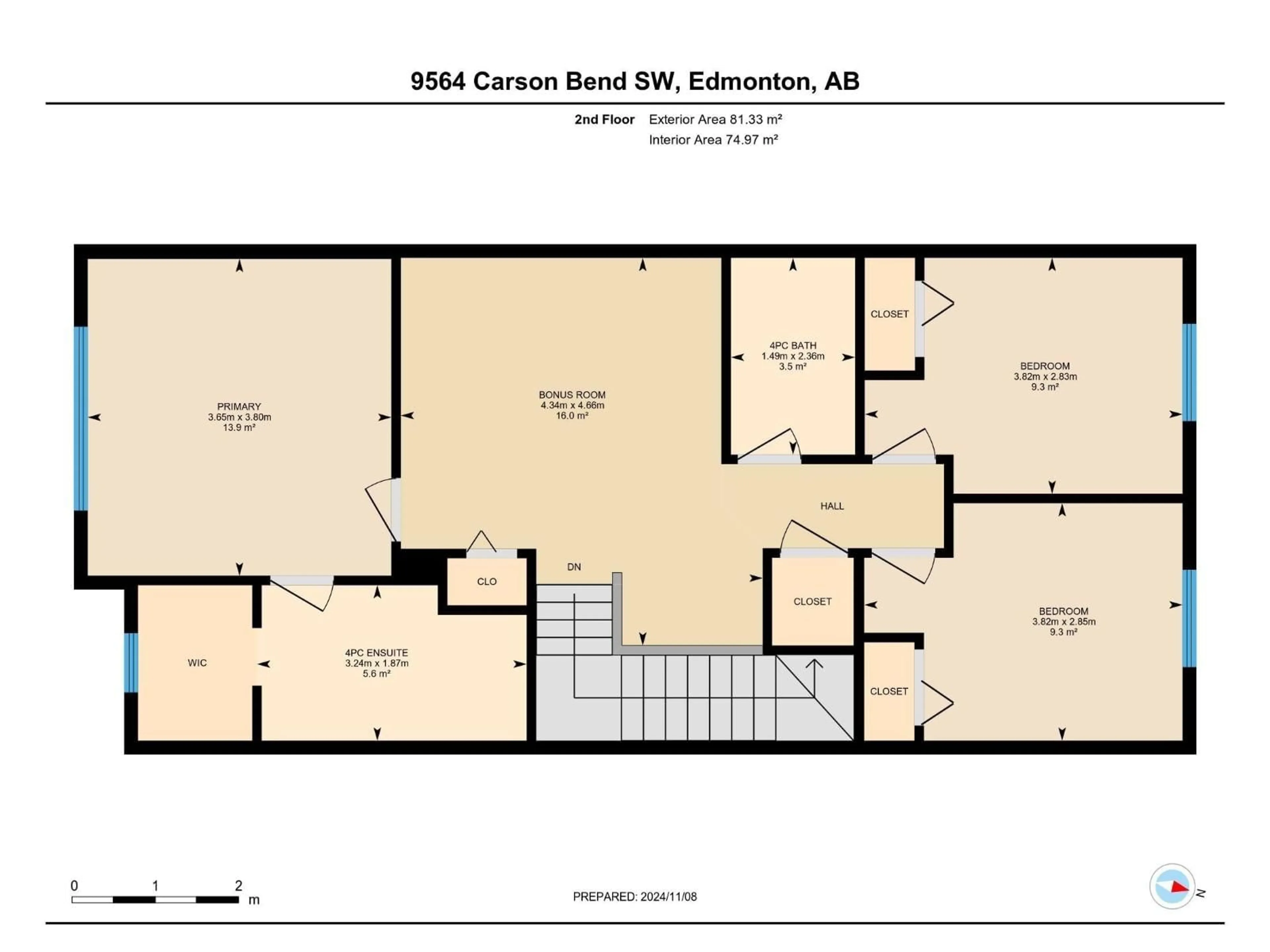 Floor plan for SW - 9564 CARSON BN, Edmonton Alberta T6W5H6