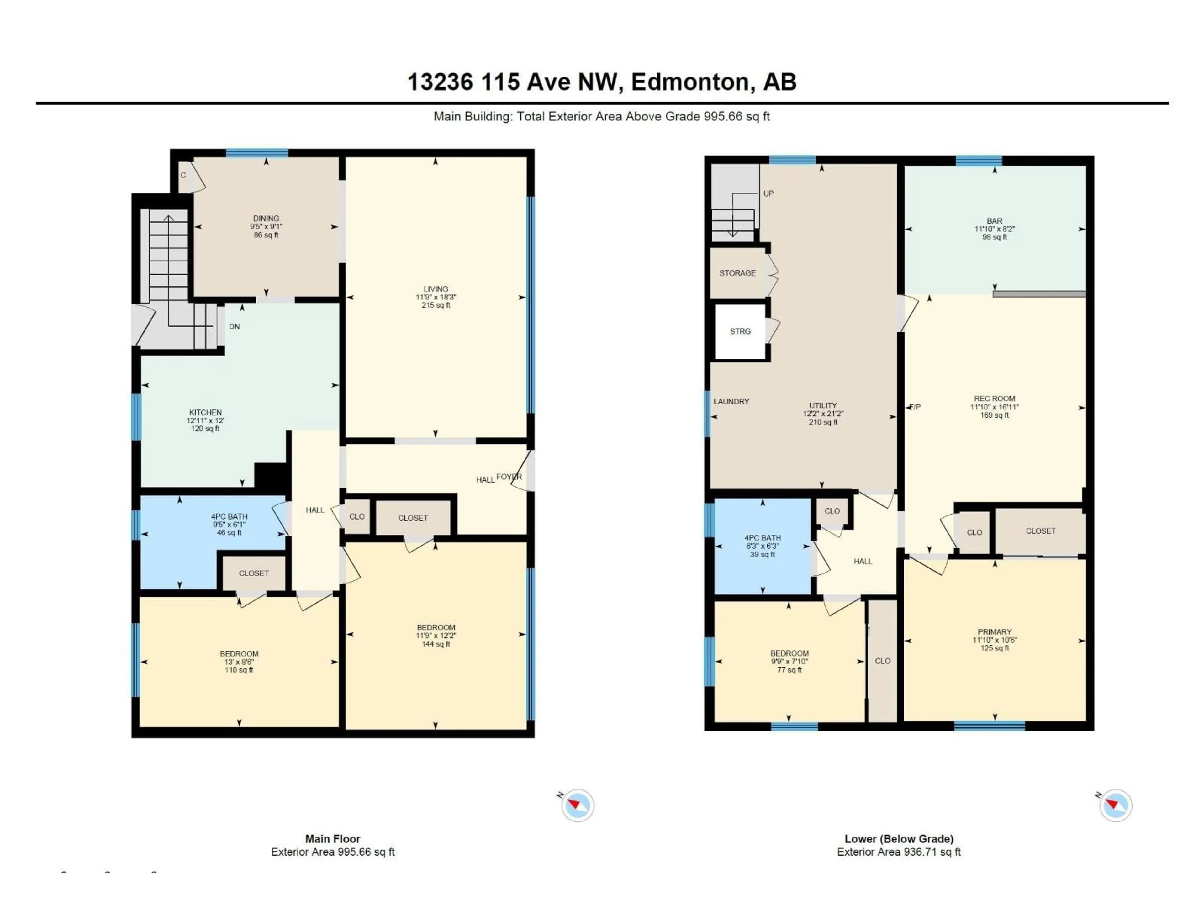 Floor plan for 13236 115 AV, Edmonton Alberta T5M3A6