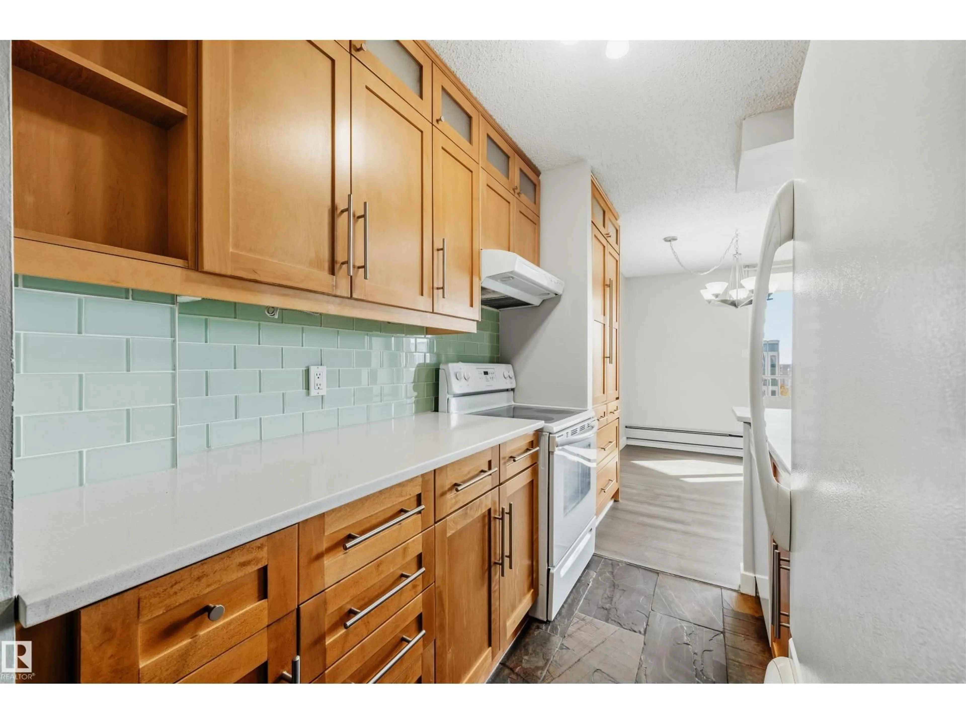 Standard kitchen, ceramic/tile floor for #1202 - 9909 110 ST, Edmonton Alberta T5K2E5