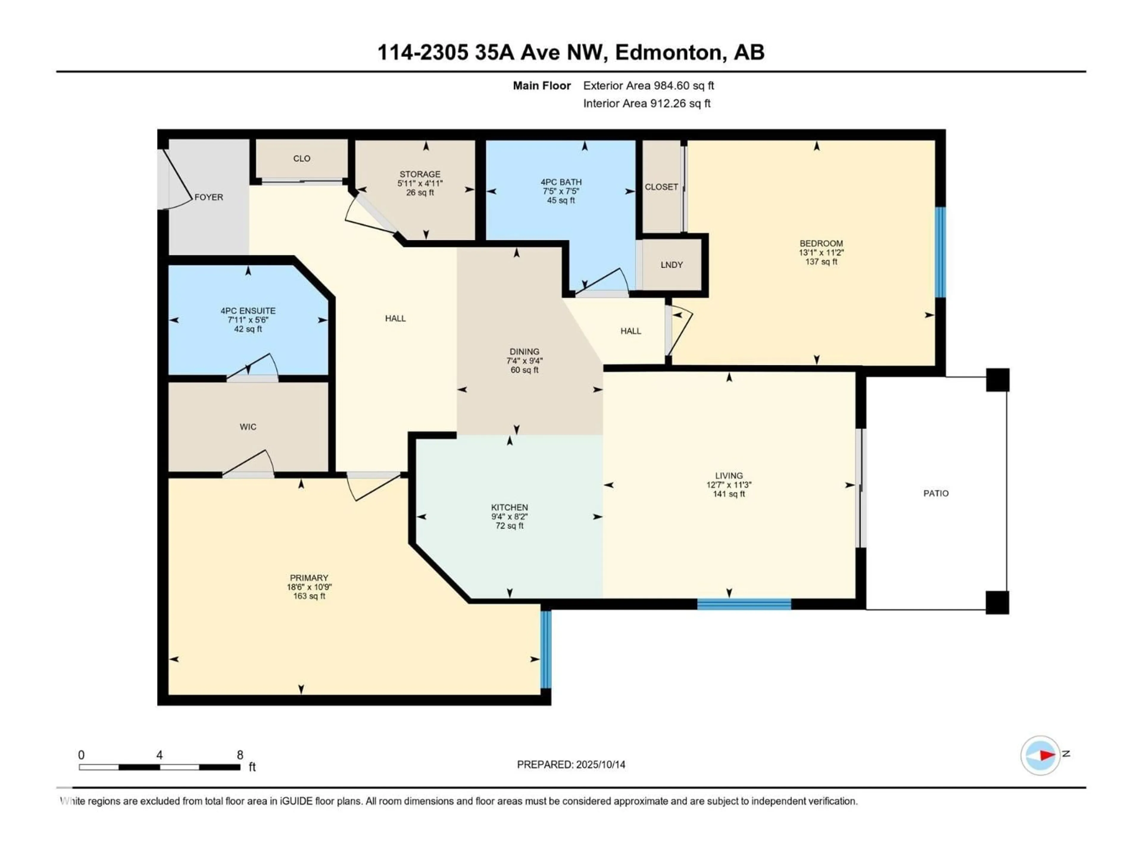 Floor plan for #114 - 2305 35A AV, Edmonton Alberta T6T1Z2