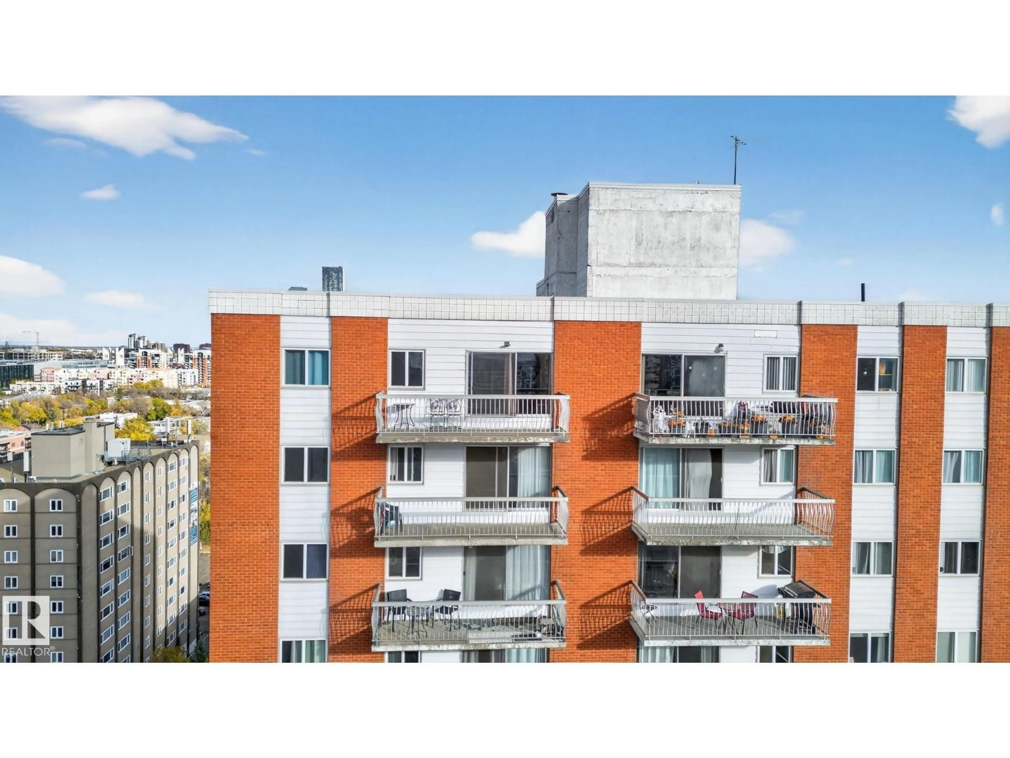 Balcony in the apartment, city buildings view from balcony for 1701 - 10150 117 ST, Edmonton Alberta T5K2J2