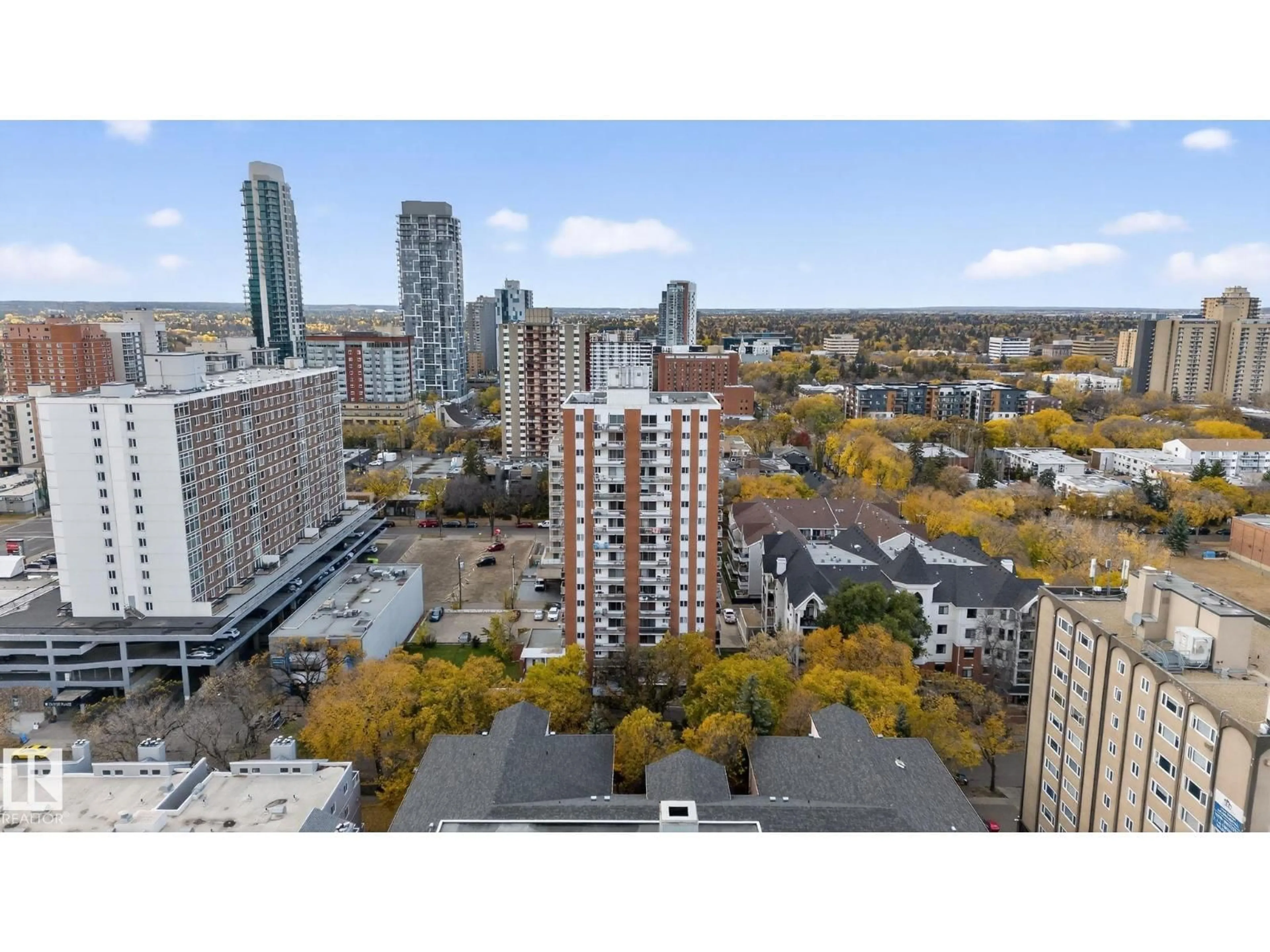 A pic from outside/outdoor area/front of a property/back of a property/a pic from drone, city buildings view from balcony for 1701 - 10150 117 ST, Edmonton Alberta T5K2J2