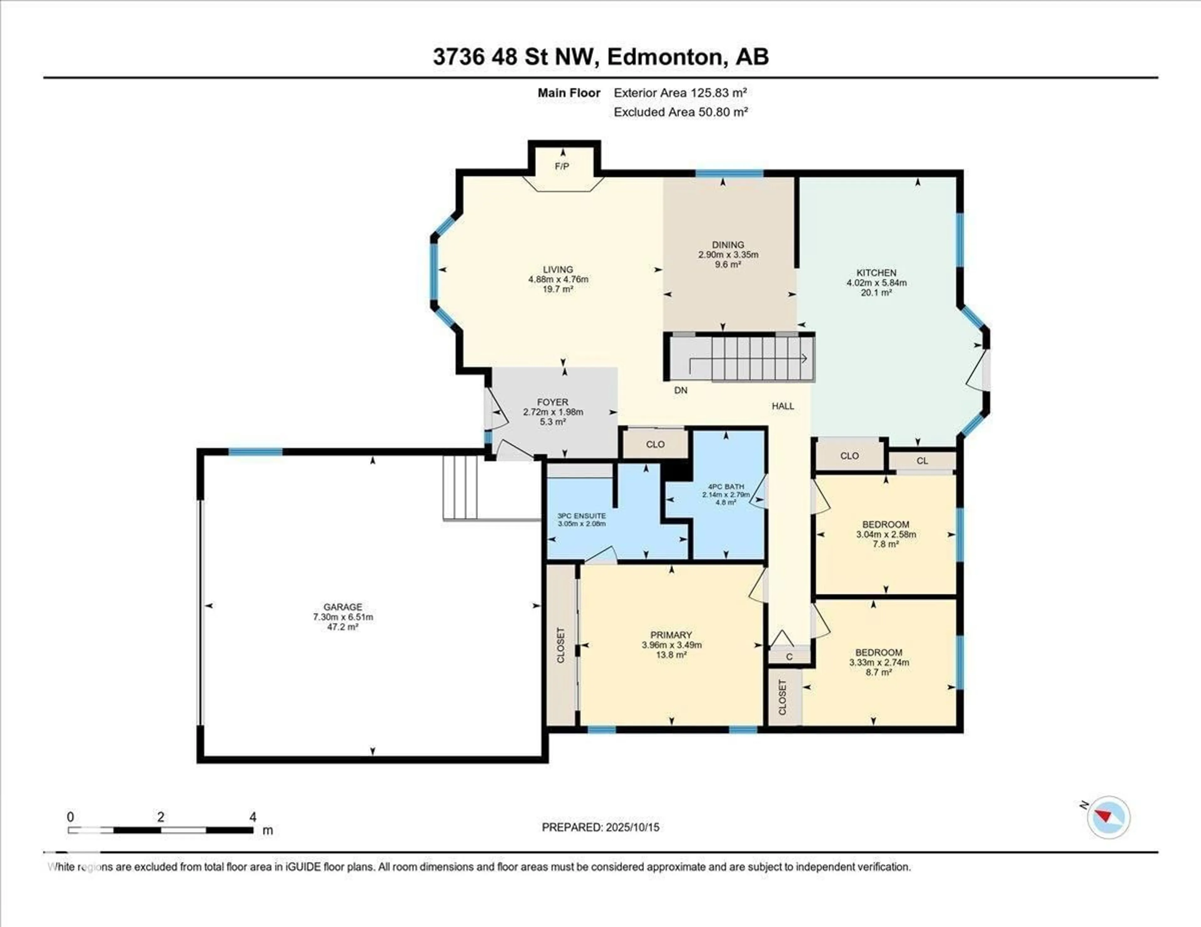 Floor plan for 3736 48 ST, Edmonton Alberta T6L3T3