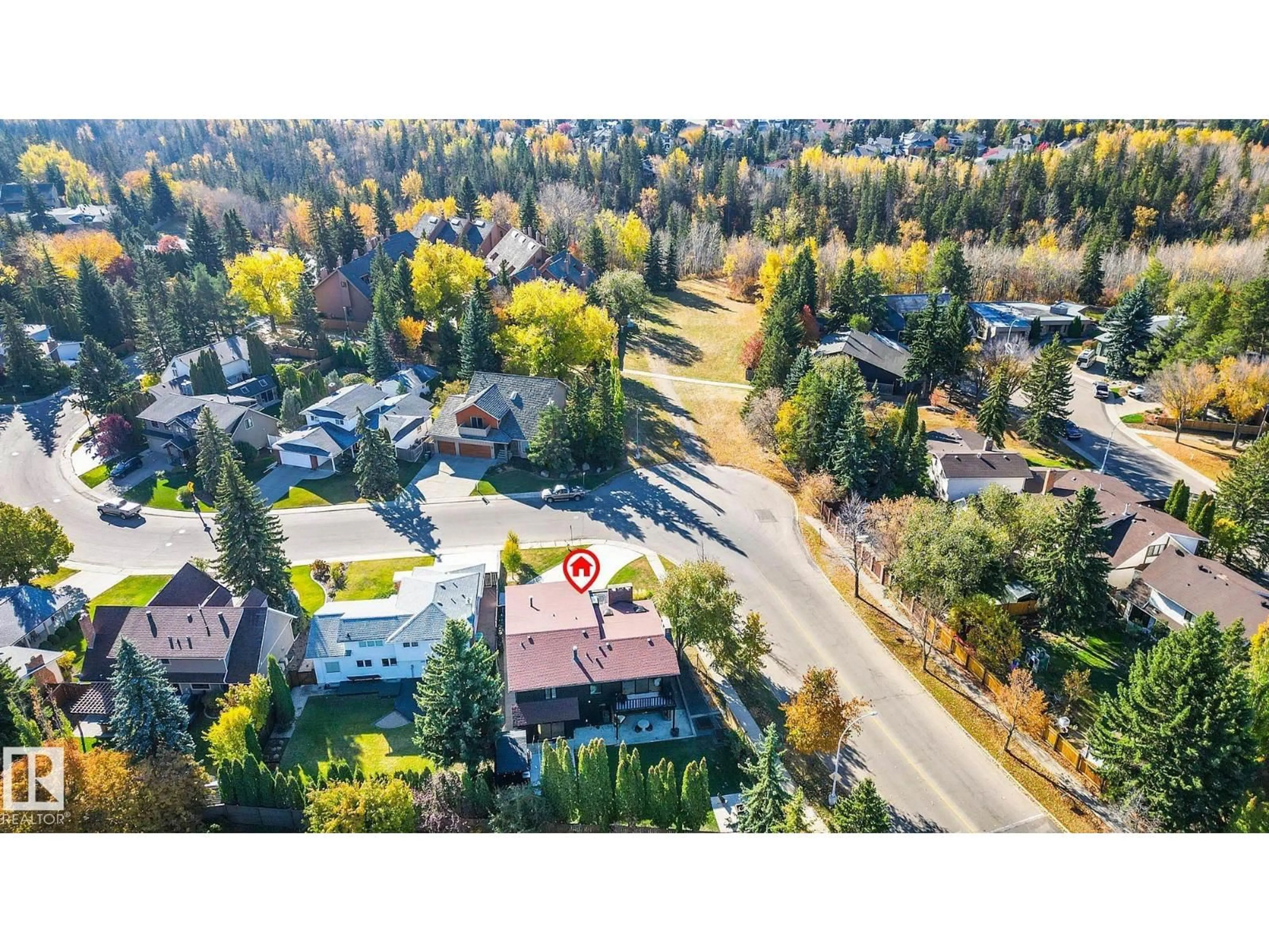 A pic from outside/outdoor area/front of a property/back of a property/a pic from drone, street for 100 WOLF WILLOW CR, Edmonton Alberta T5T1T2