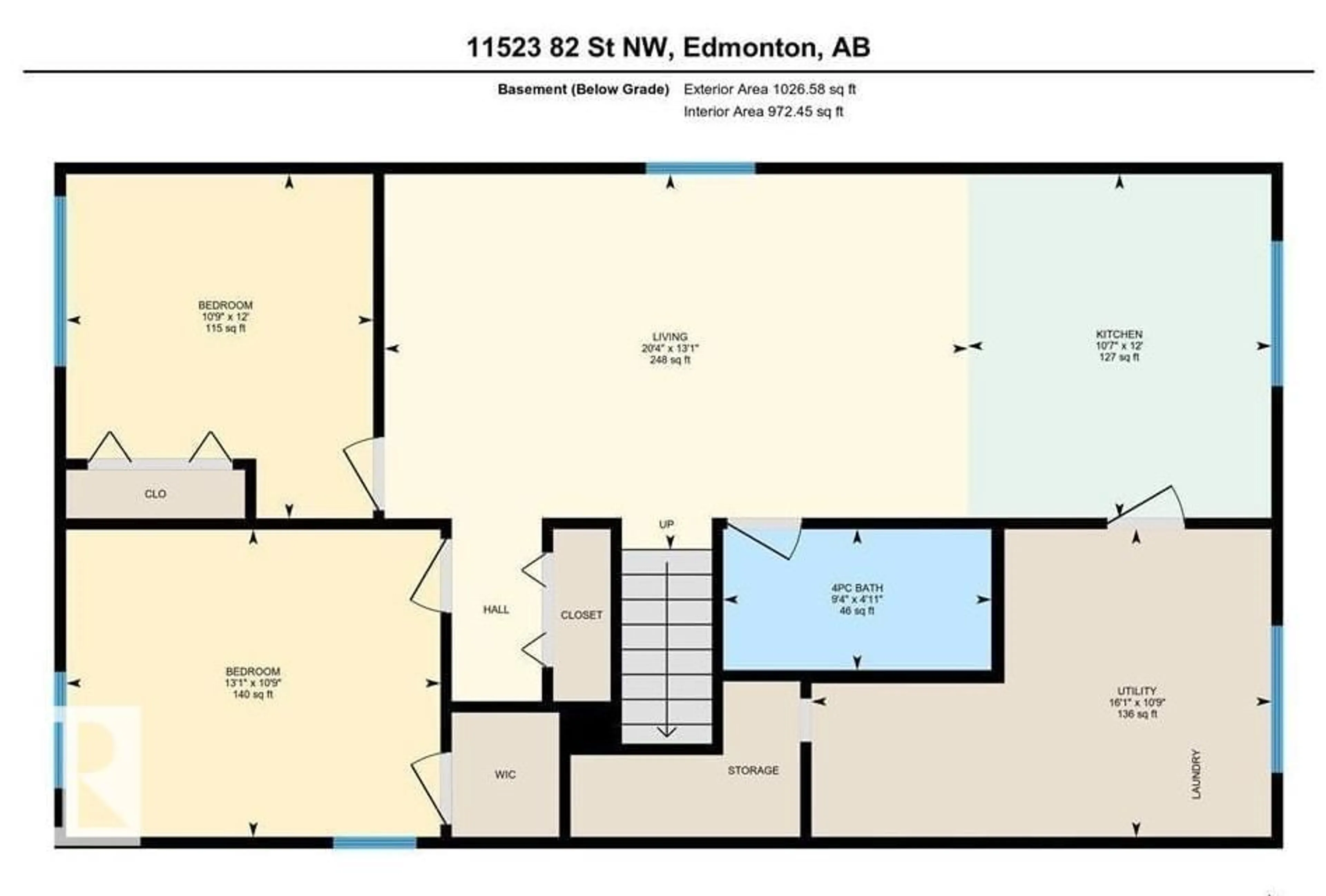 Floor plan for NW - 11523 82 ST, Edmonton Alberta T5B2V7