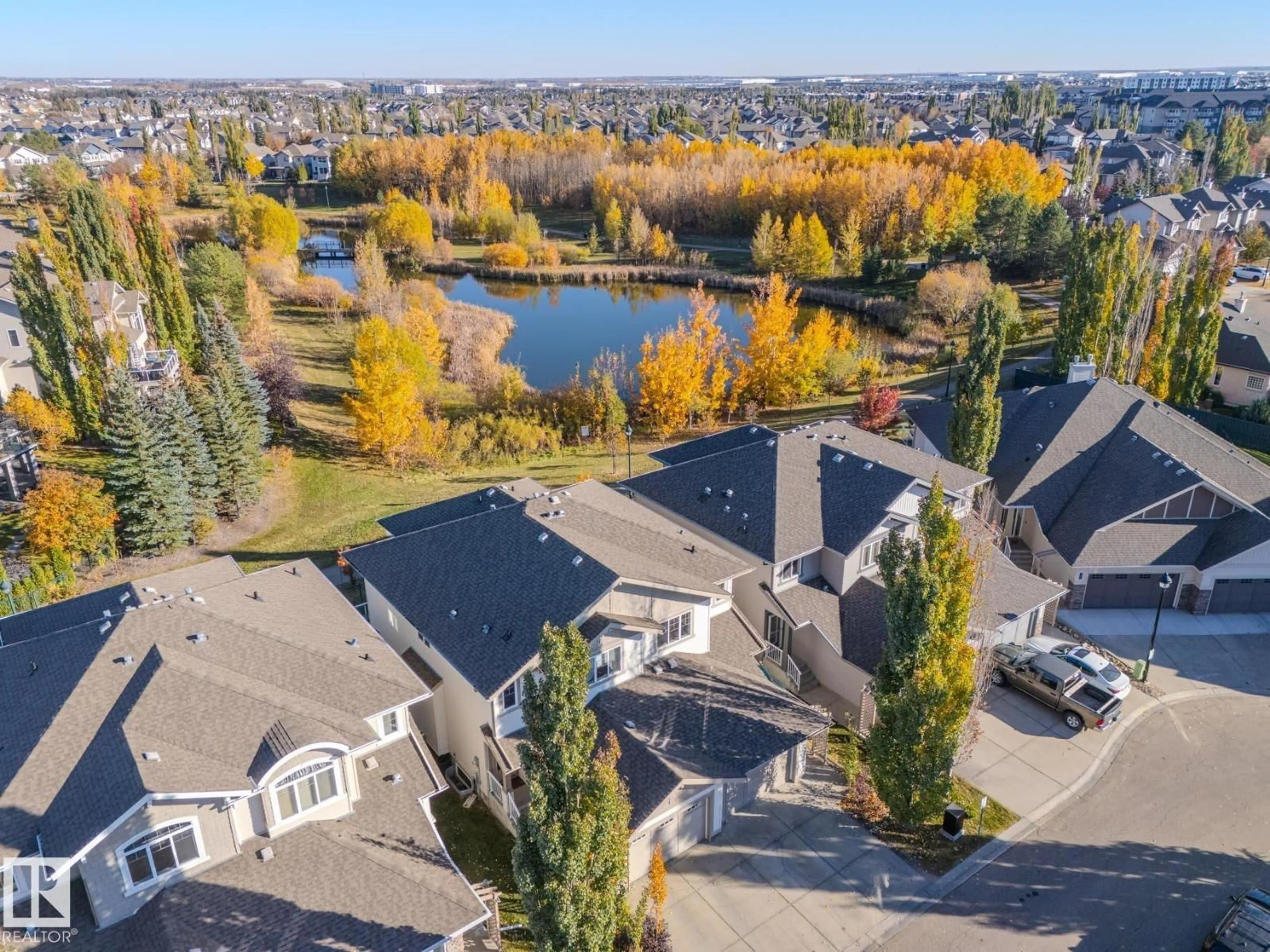 A pic from outside/outdoor area/front of a property/back of a property/a pic from drone, water/lake/river/ocean view for #32 - 1901 126 ST SW, Edmonton Alberta T6W0R9