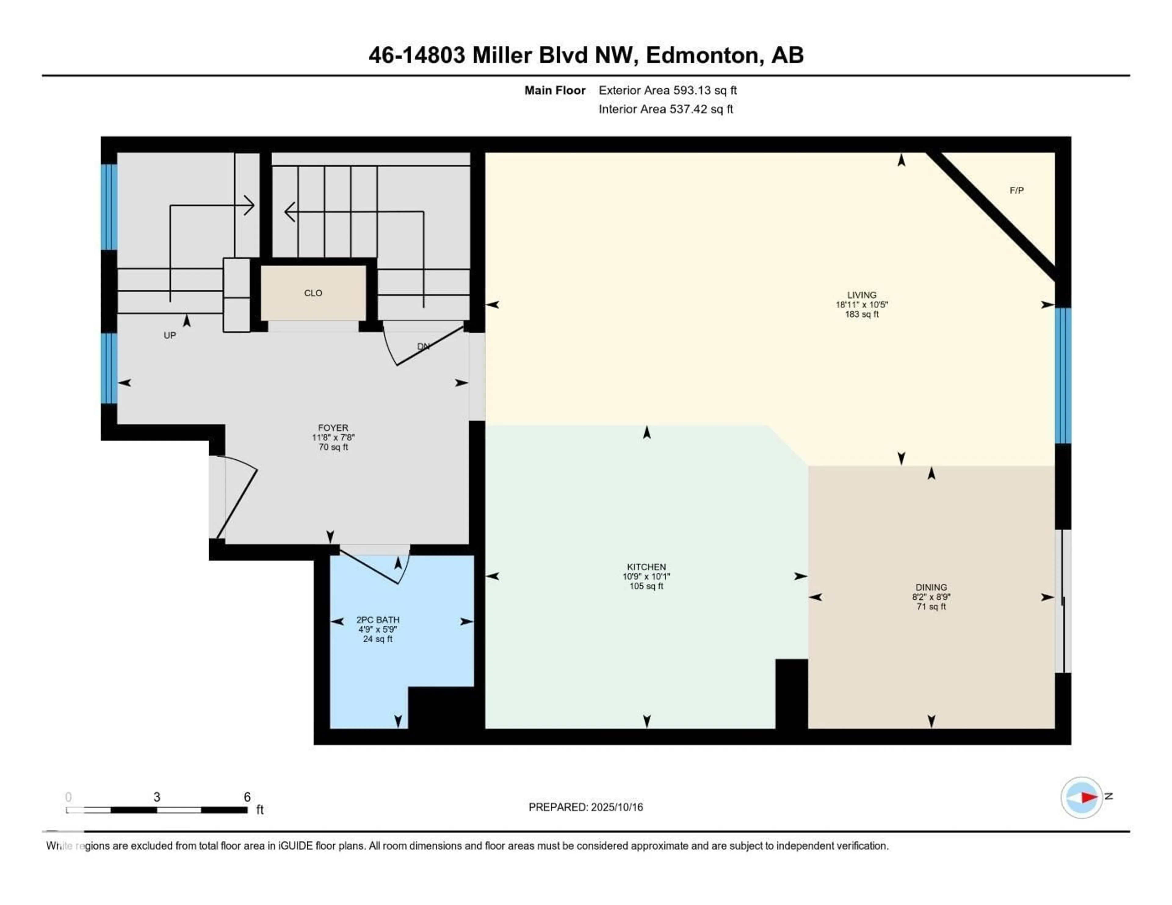 Floor plan for 14803 - 46 MILLER BV, Edmonton Alberta T5Y3A4