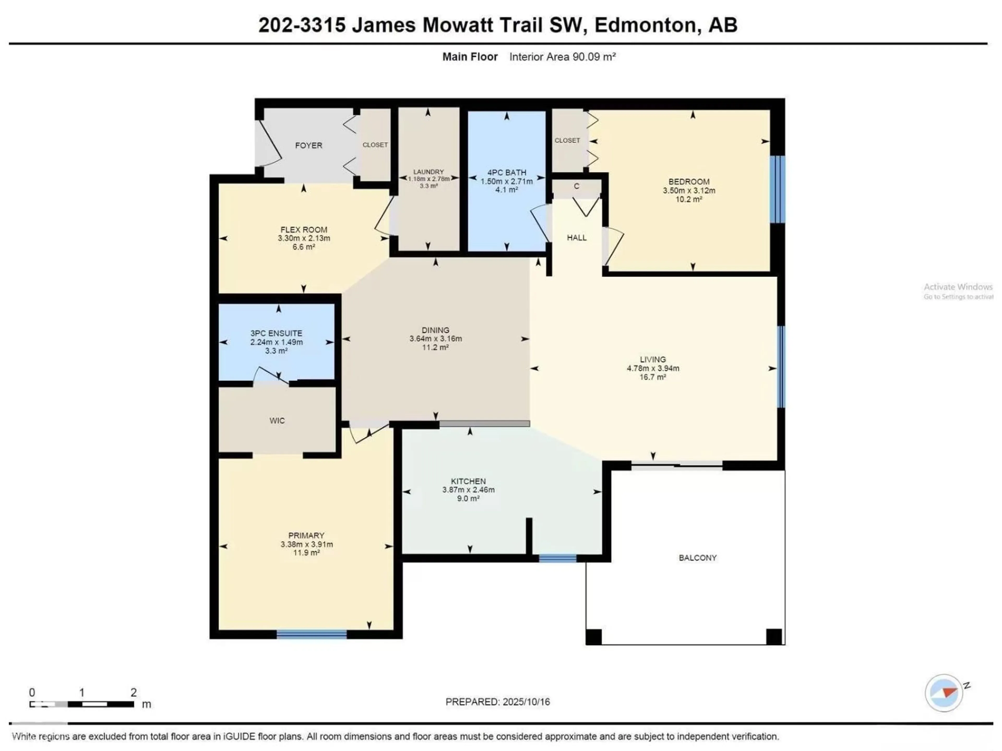 Floor plan for 202 - 3315 JAMES MOWATT TR, Edmonton Alberta T6W3L9