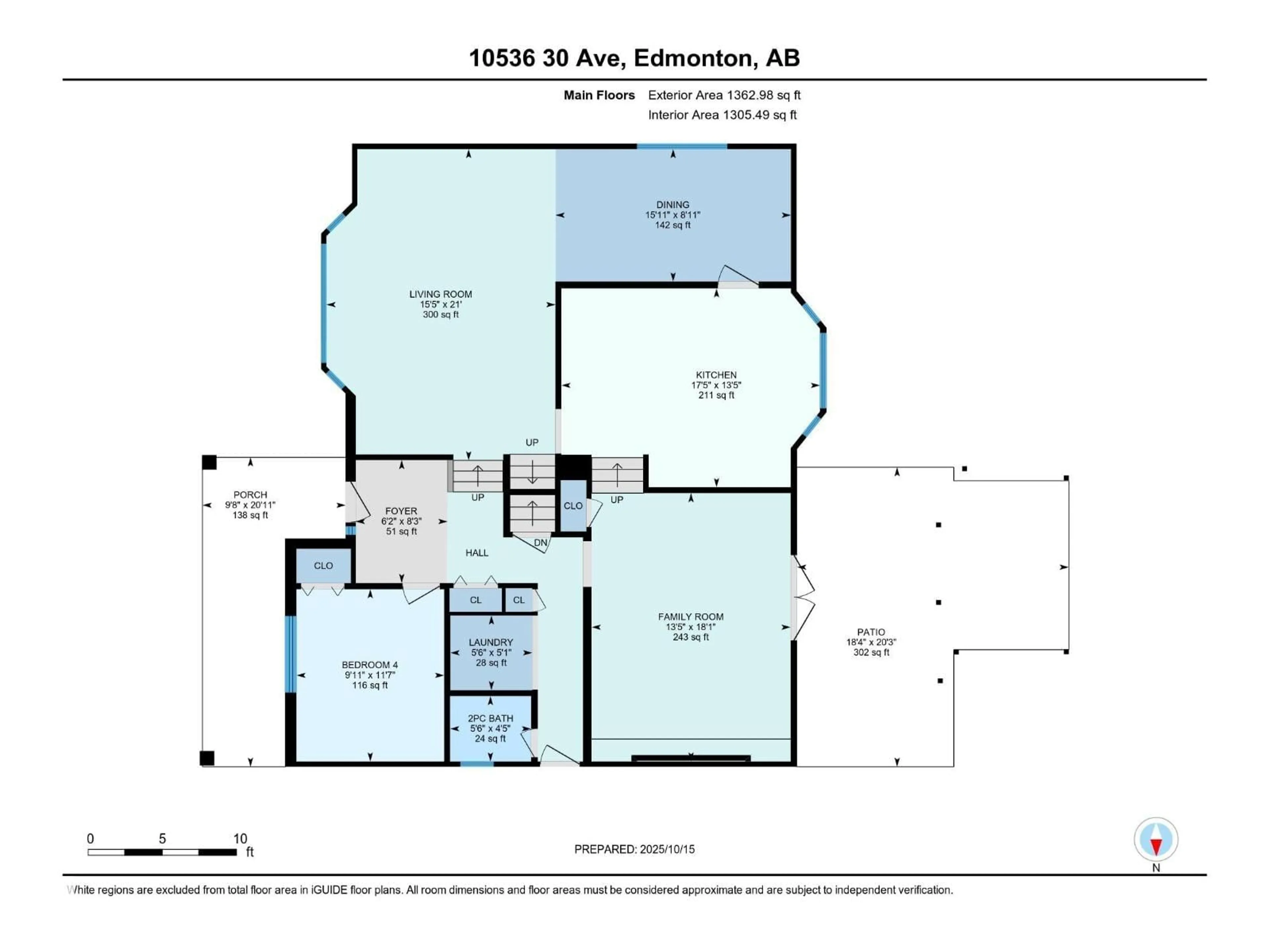 Floor plan for NW - 10536 30 AV, Edmonton Alberta T6J2Y2