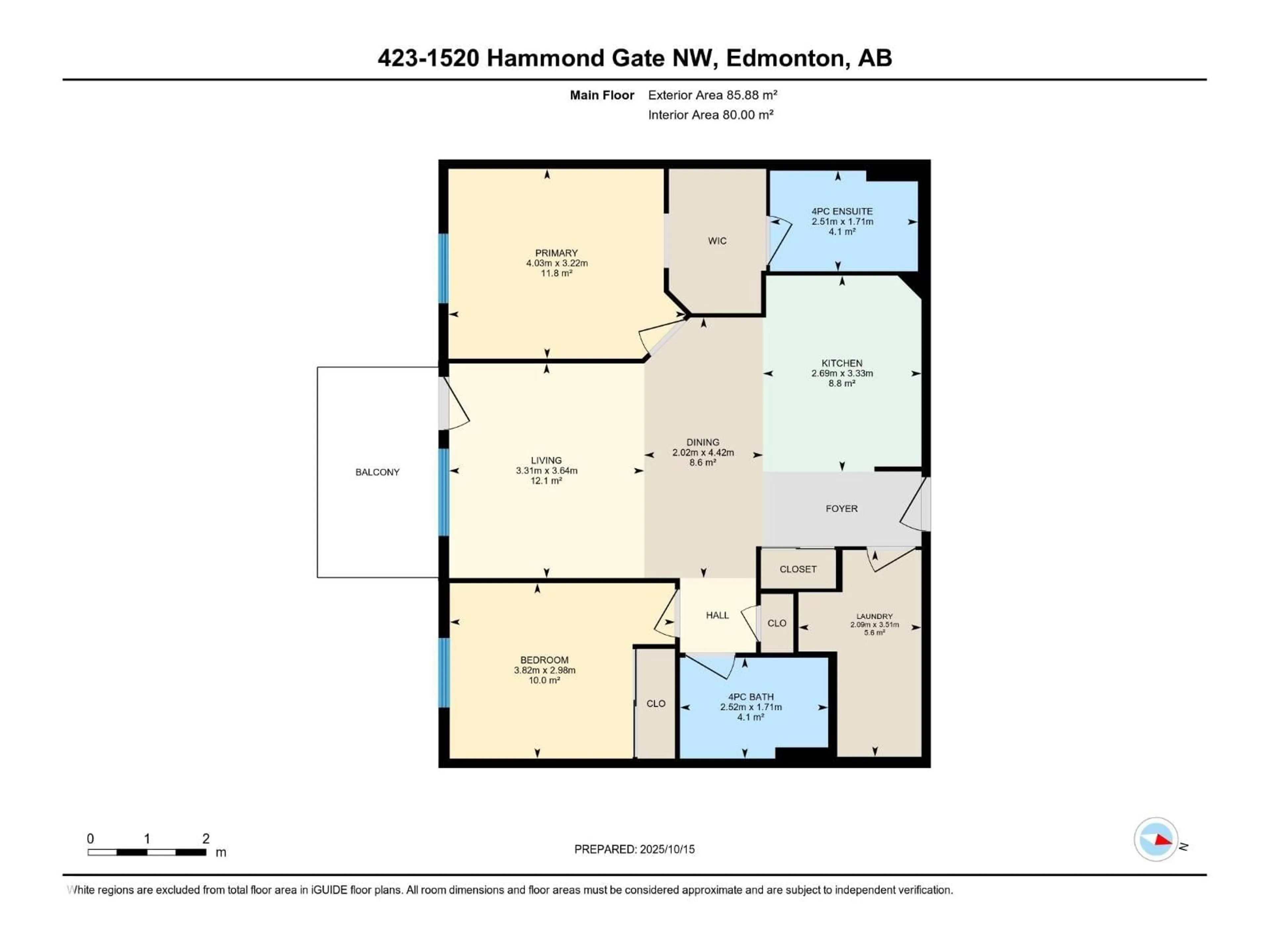 Floor plan for #423 - 1520 HAMMOND GATE, Edmonton Alberta T6M0J4