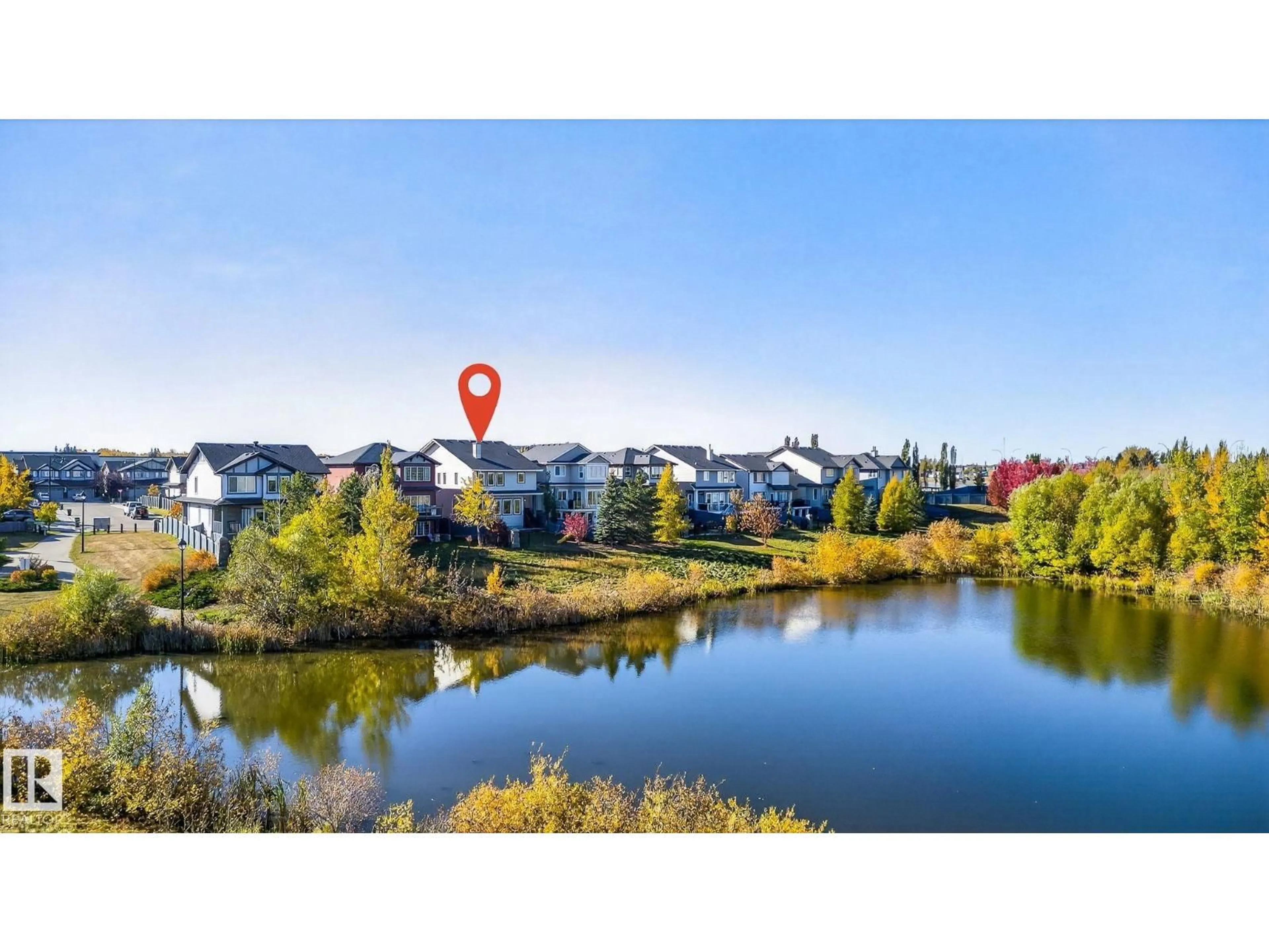 A pic from outside/outdoor area/front of a property/back of a property/a pic from drone, water/lake/river/ocean view for 3841 GALLINGER LO, Edmonton Alberta T5T4G7