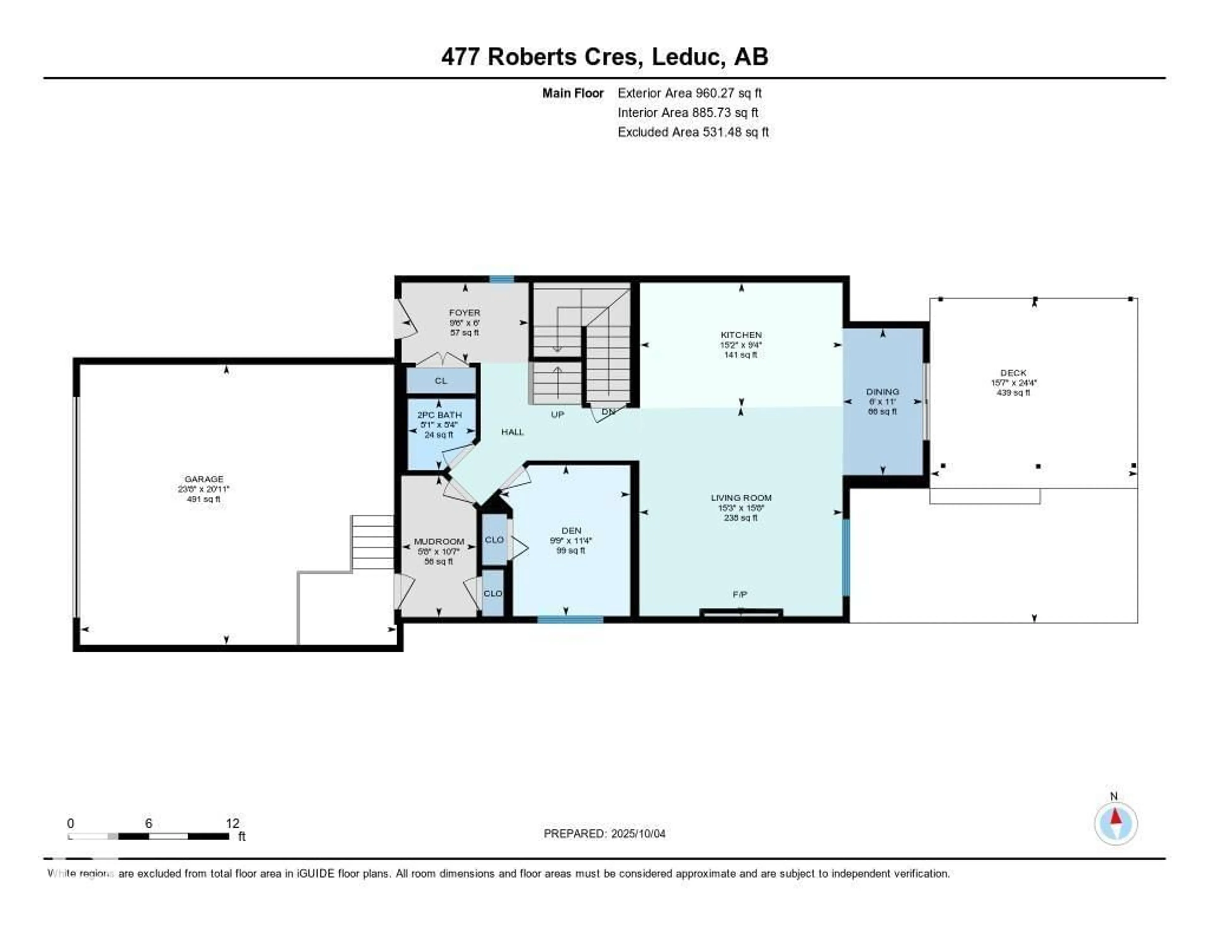 Floor plan for 477 ROBERTS CR, Leduc Alberta T9E1K9