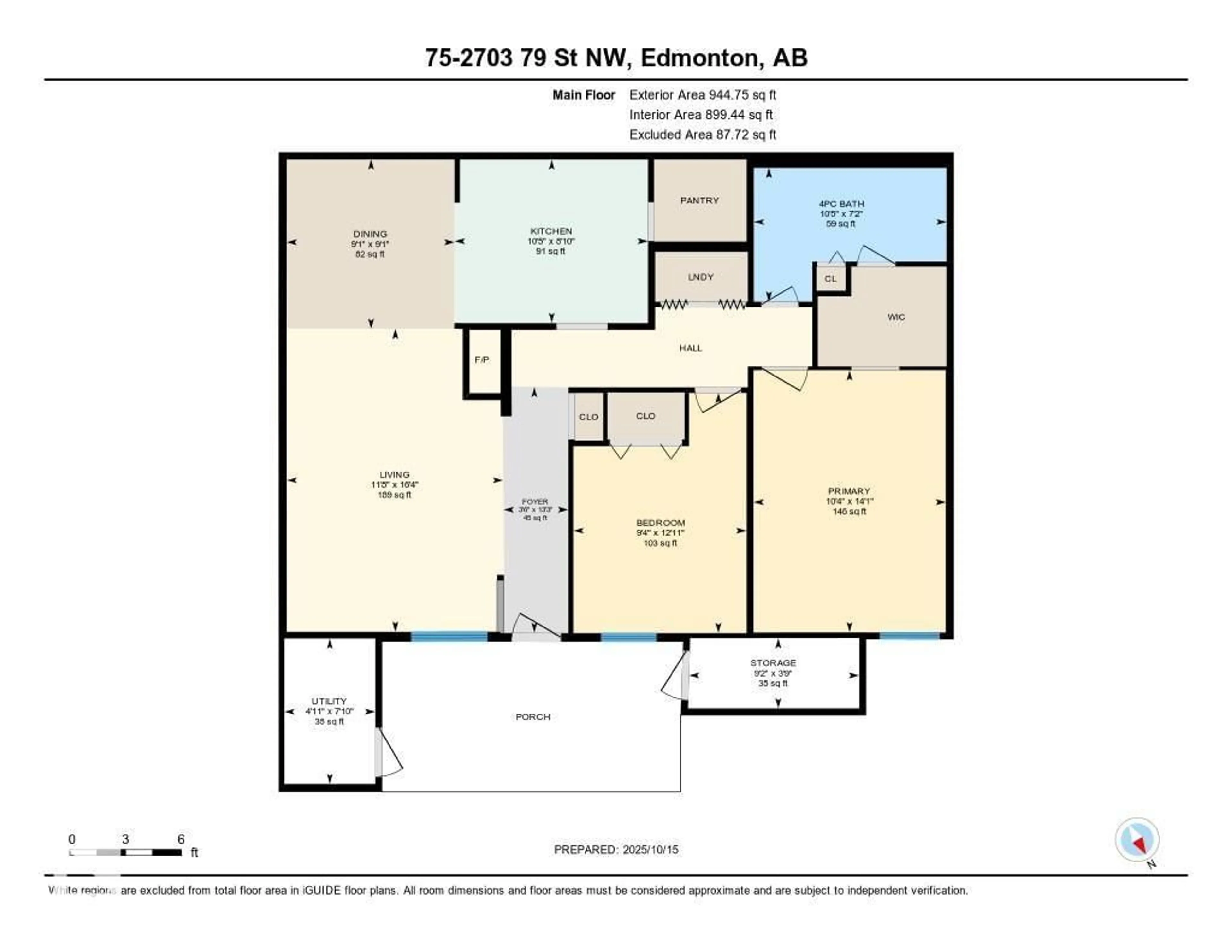 Floor plan for #75 - 2703 79 ST NW, Edmonton Alberta T6K3Z6