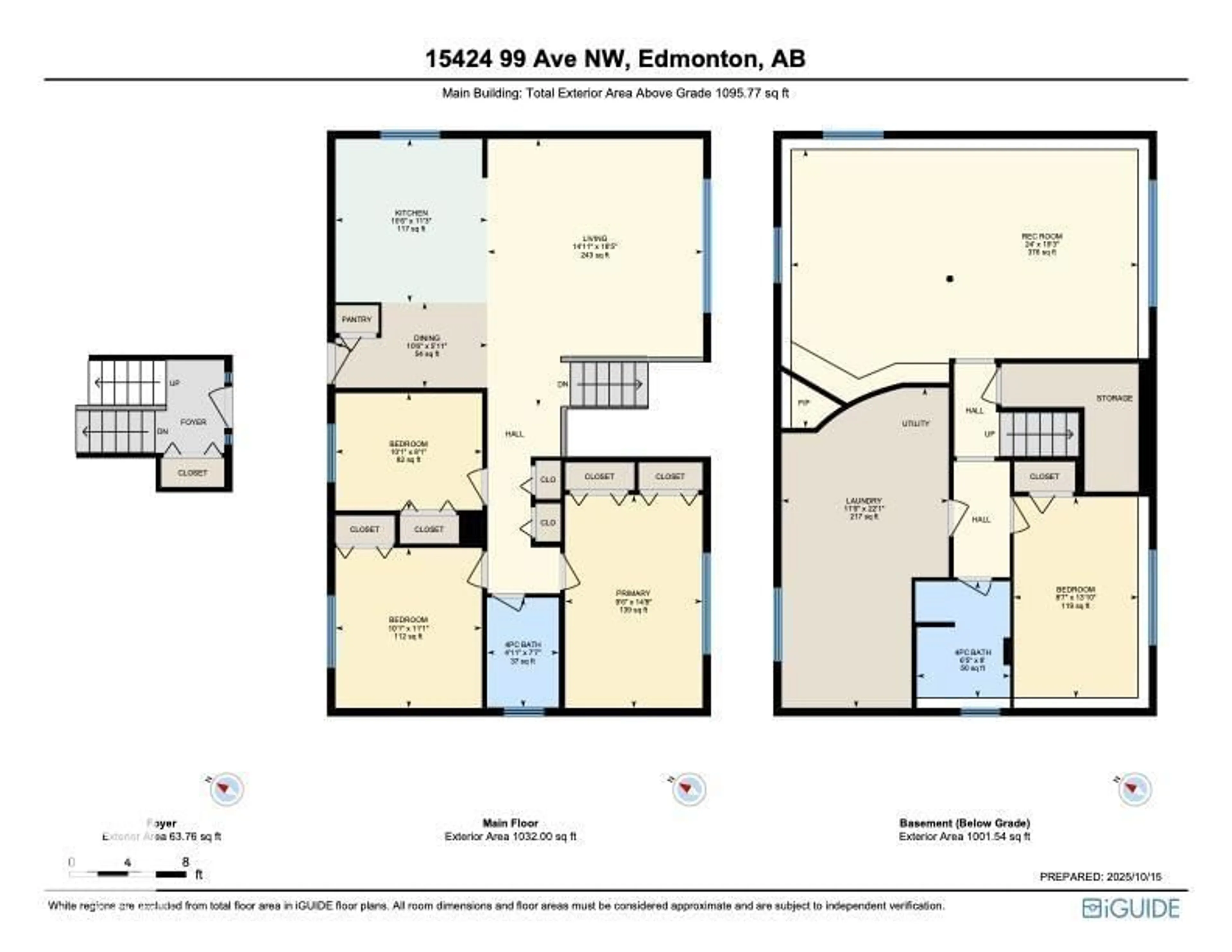 Floor plan for 15424 99 AV, Edmonton Alberta T5P4K5