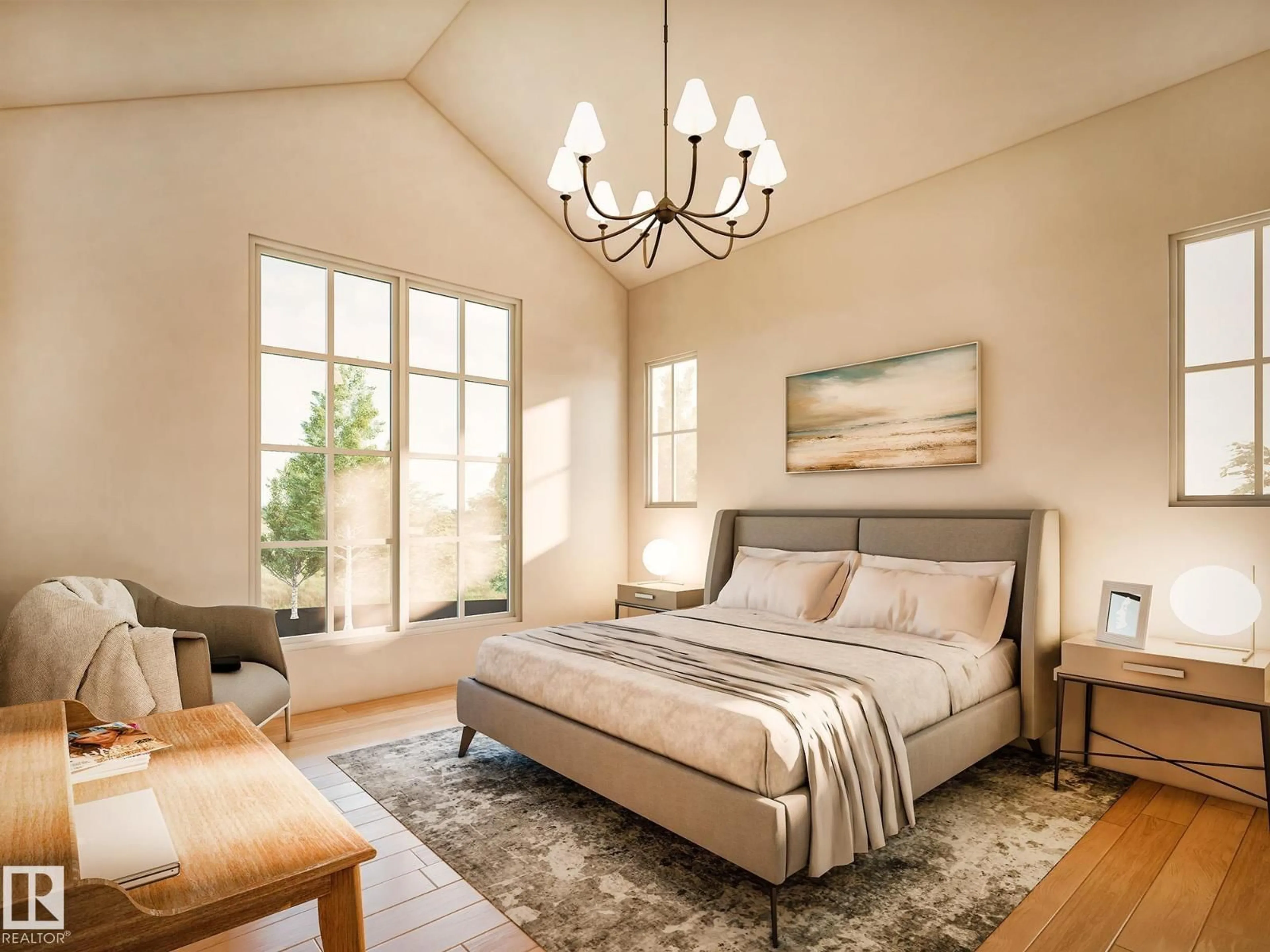 Bedroom with bed, unknown for NW - 6303 109B AV, Edmonton Alberta T6A1S7