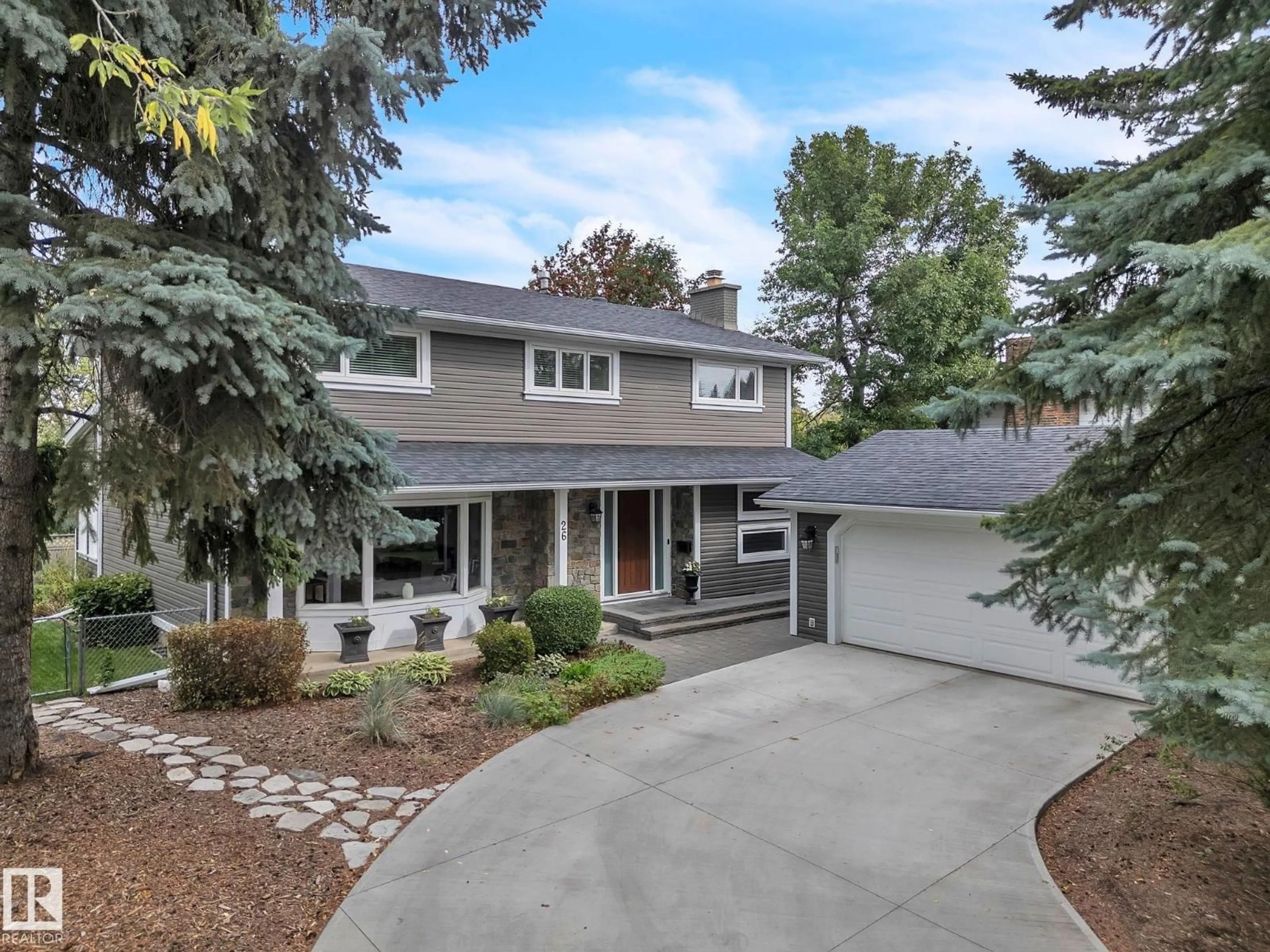 Home with vinyl exterior material, street for 26 BEAUVISTA DR, Sherwood Park Alberta T8A3M5