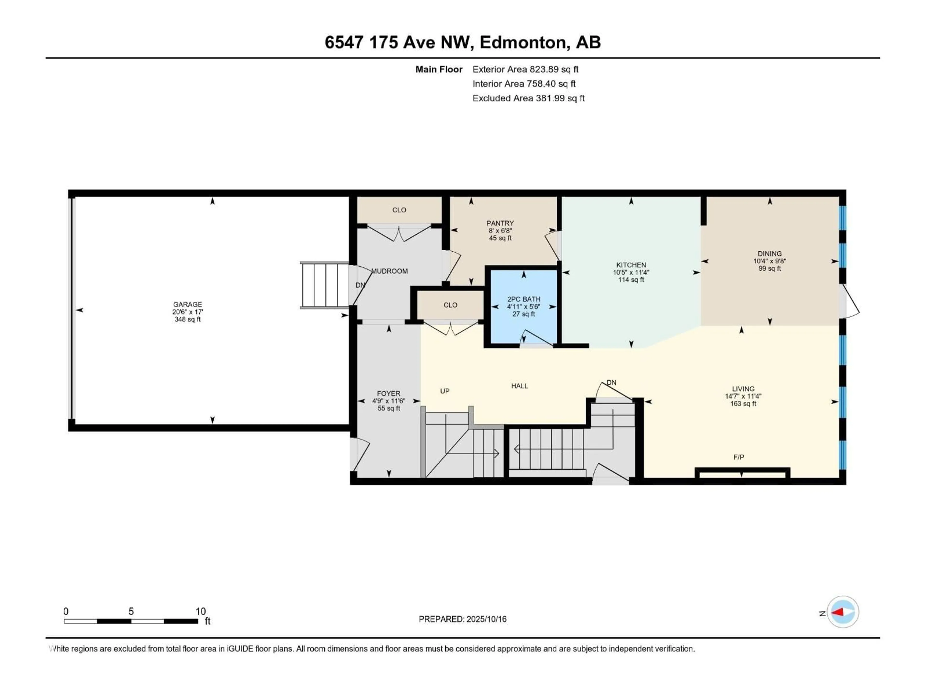 Floor plan for NW - 6547 175 AV, Edmonton Alberta T5Y4B3