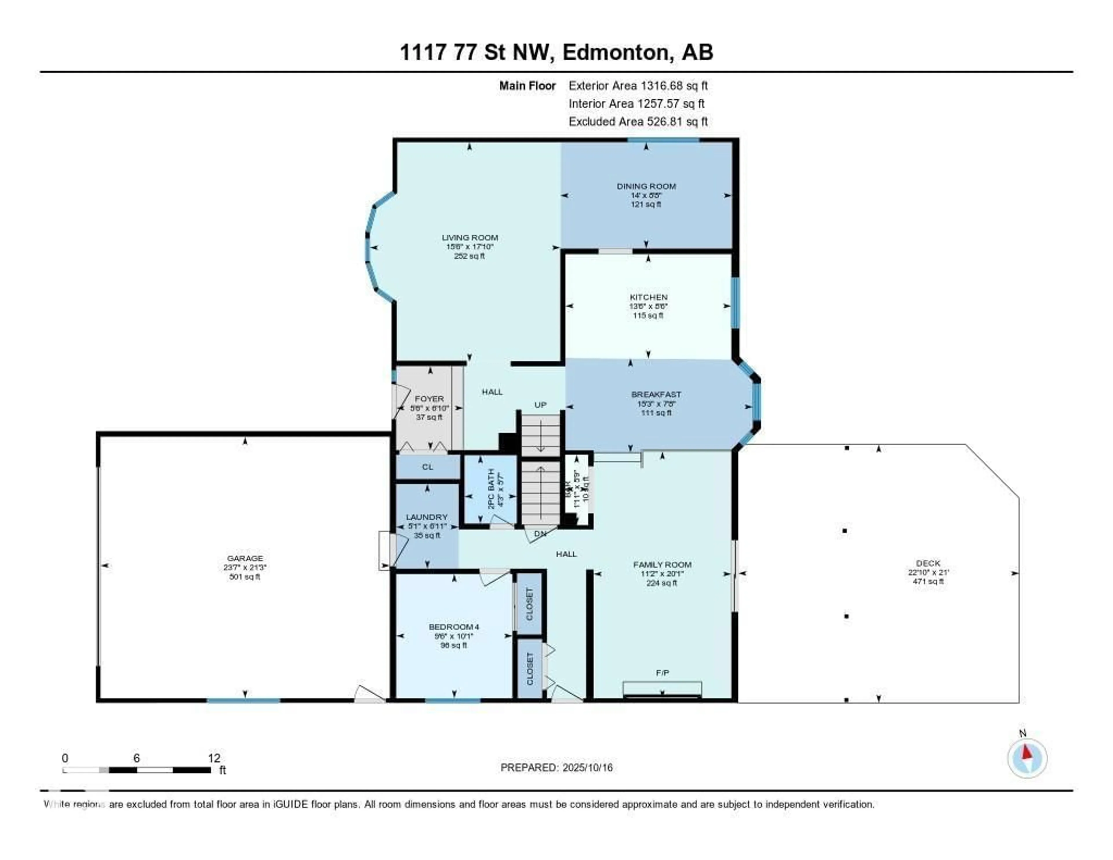 Floor plan for 1117 77 ST, Edmonton Alberta T6K3G4