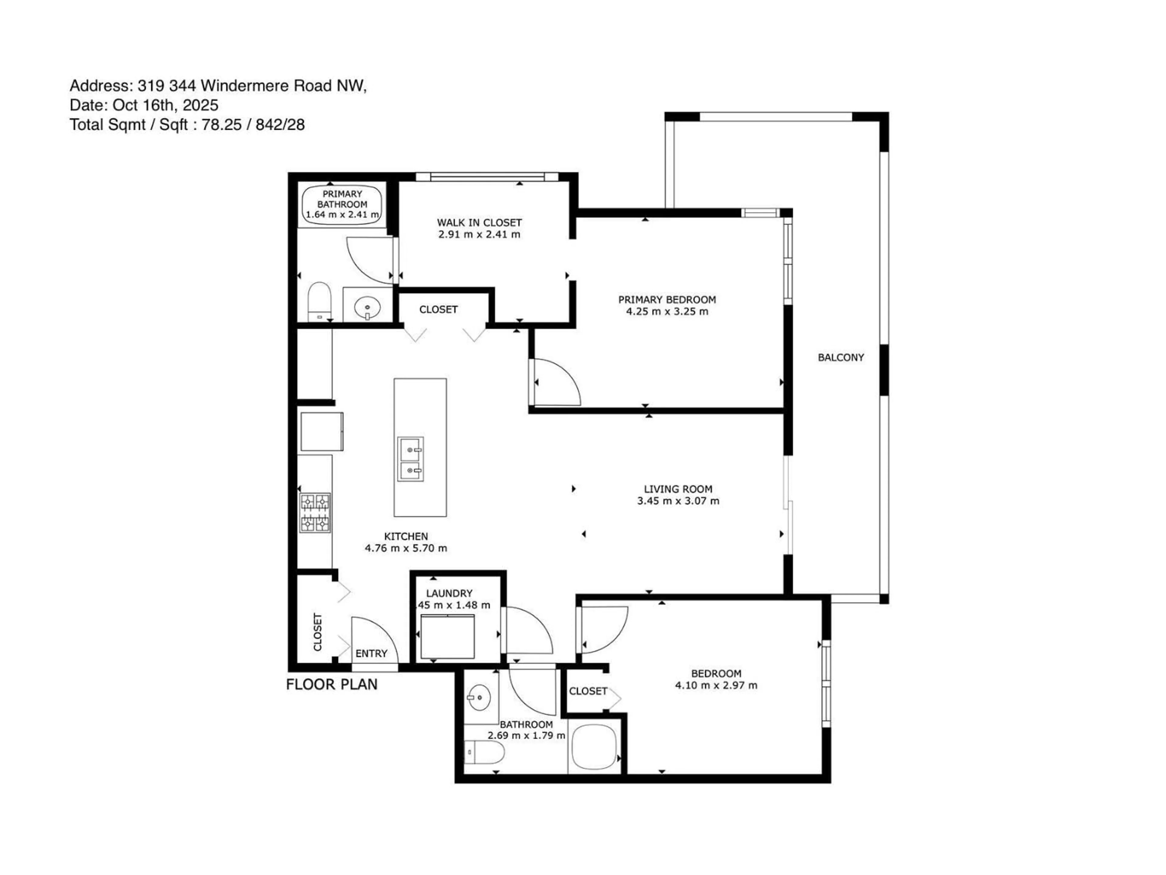 Floor plan for #319 - 344 WINDERMERE RD, Edmonton Alberta T6W2P2