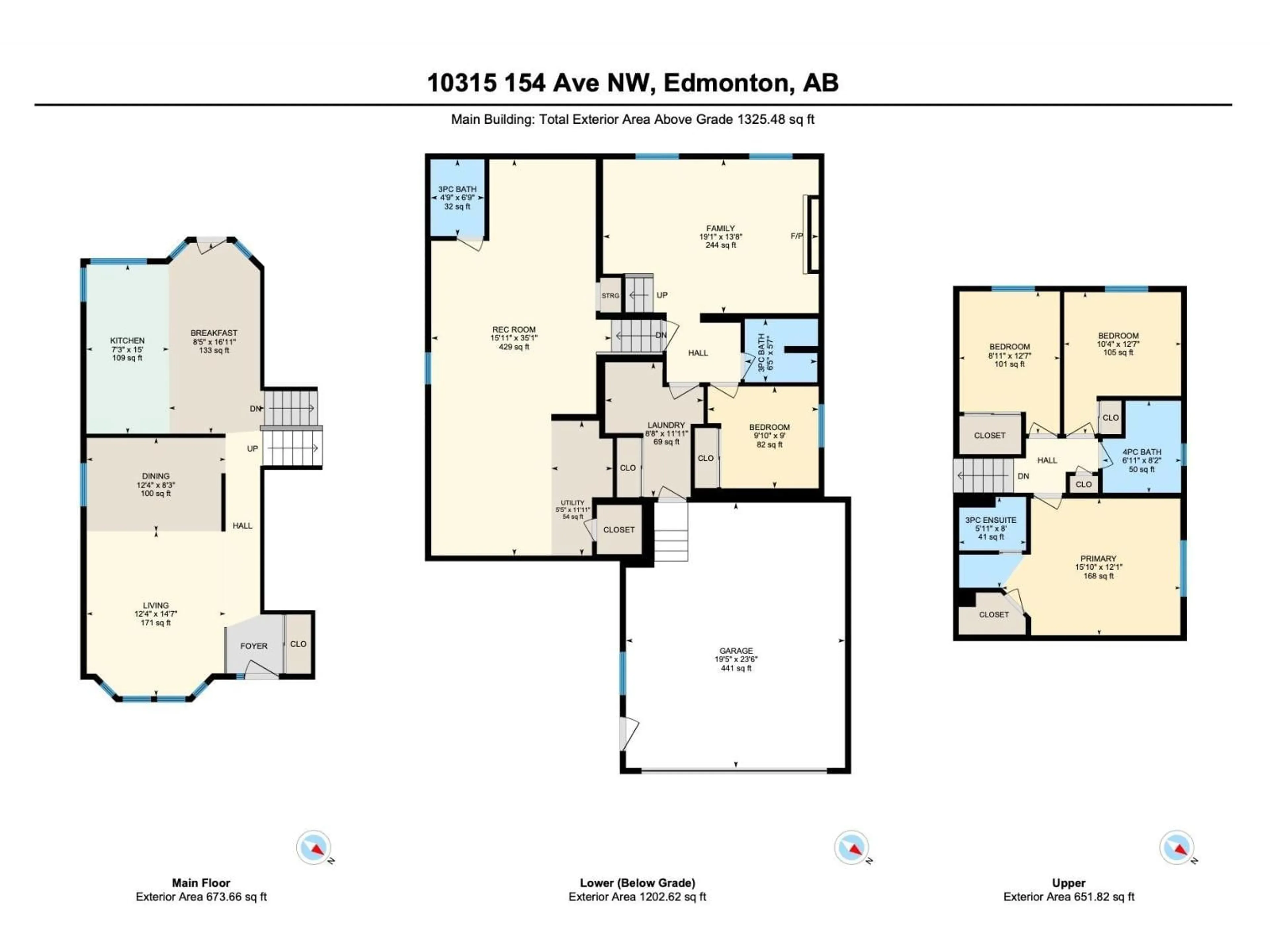 Floor plan for 10315 154 AV, Edmonton Alberta T5X5R1