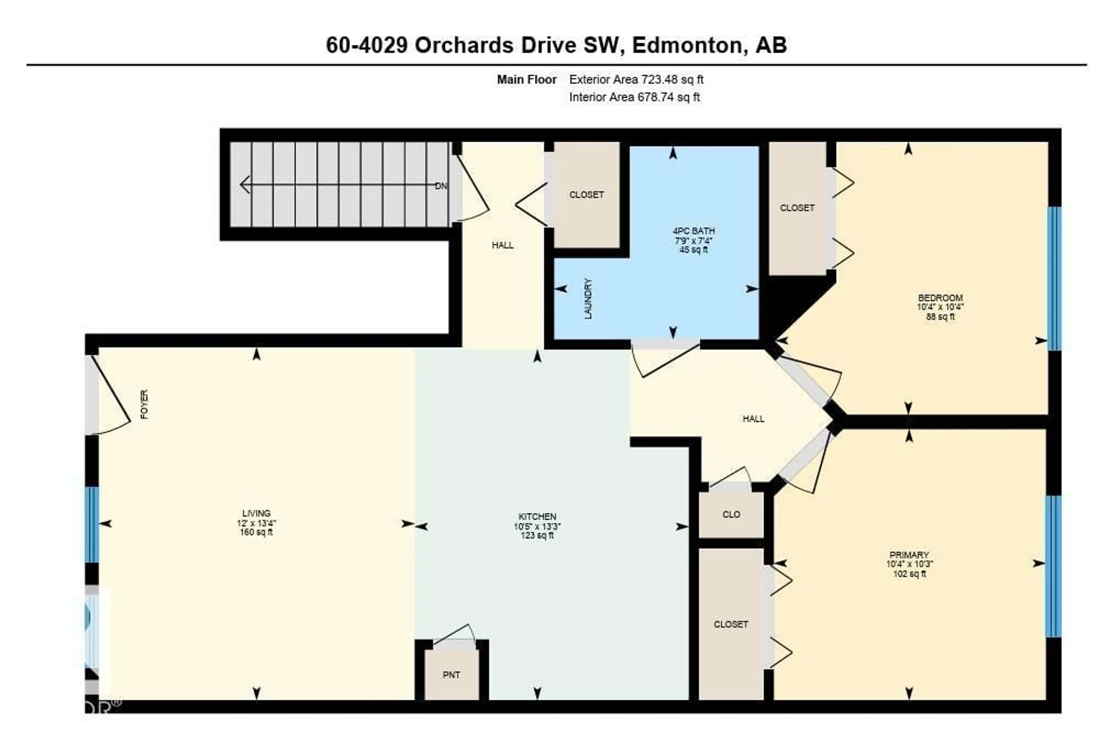 Floor plan for 60 - 4029 ORCHARDS DR, Edmonton Alberta T6X1V2