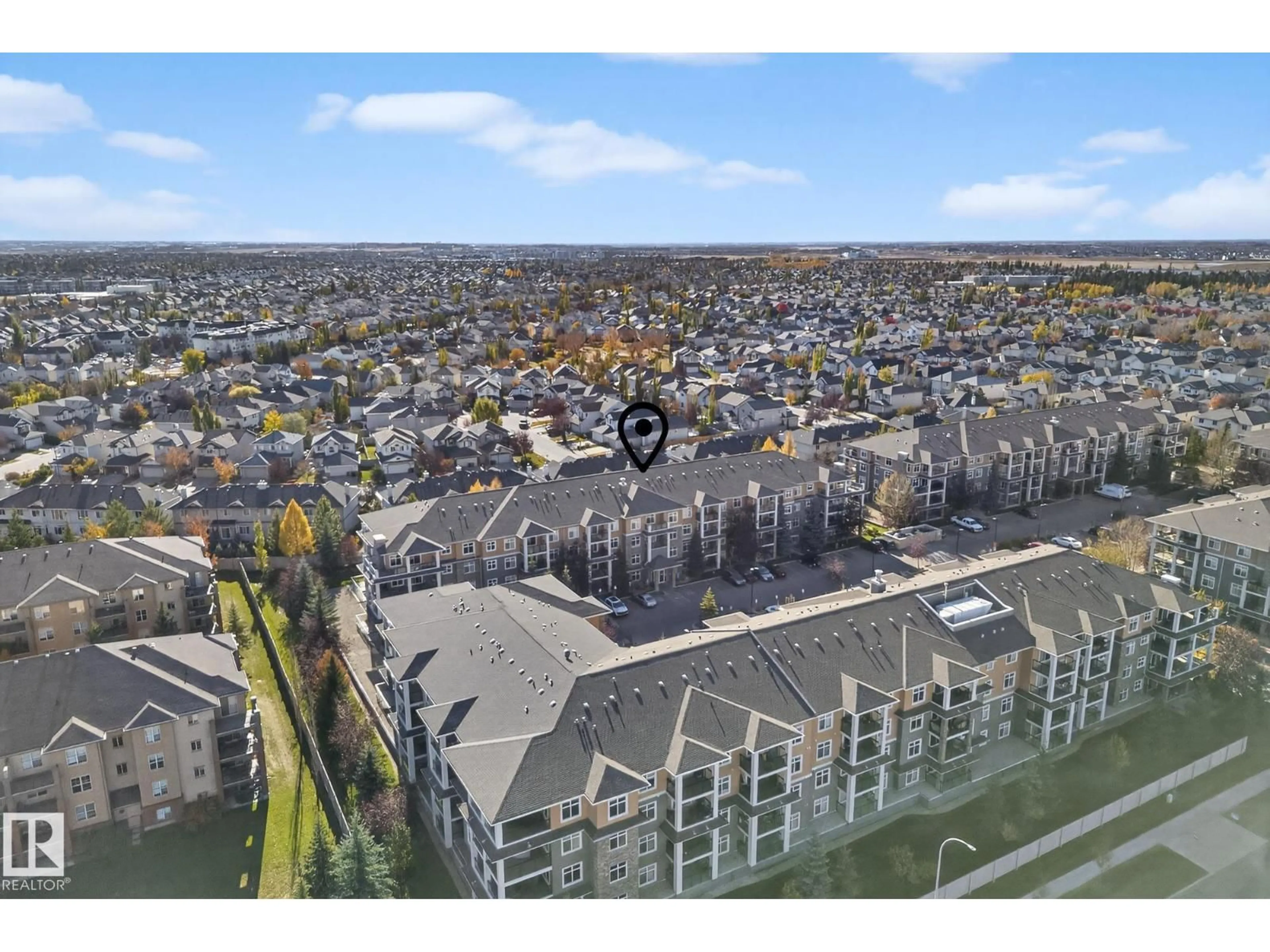 A pic from outside/outdoor area/front of a property/back of a property/a pic from drone, water/lake/river/ocean view for #445 - 11505 ELLERSLIE RD, Edmonton Alberta T6W2A9