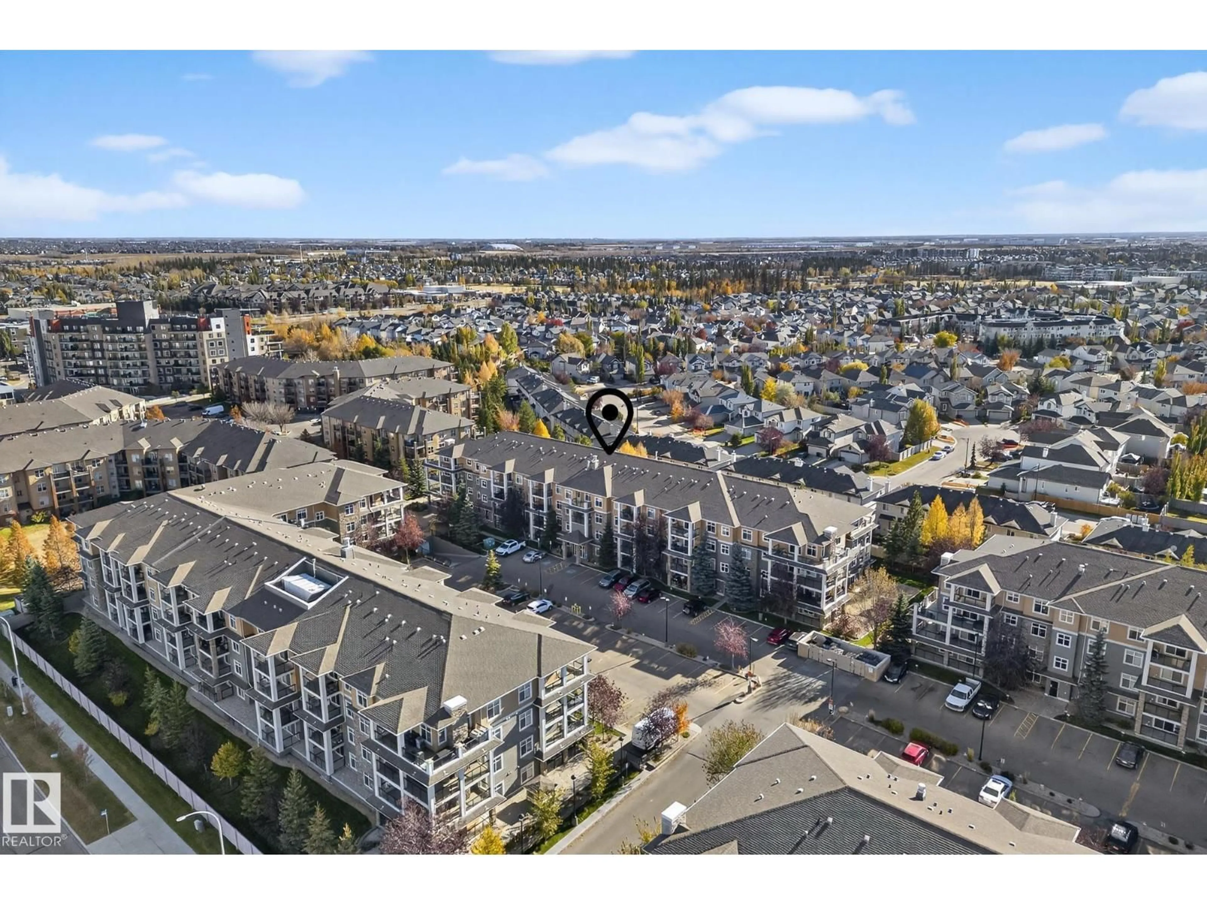 A pic from outside/outdoor area/front of a property/back of a property/a pic from drone, city buildings view from balcony for #445 - 11505 ELLERSLIE RD, Edmonton Alberta T6W2A9