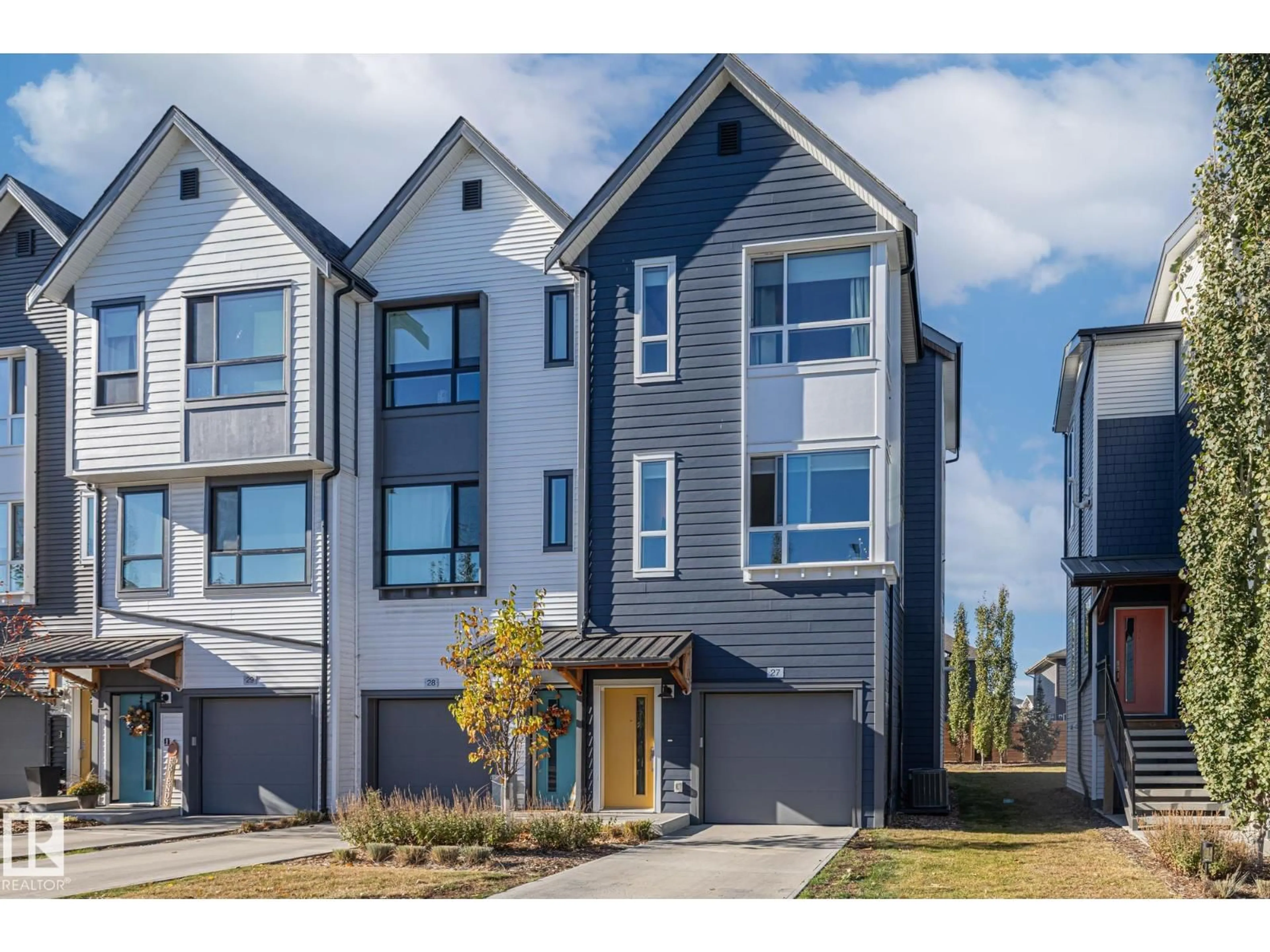 Home with vinyl exterior material, street for 100 - 27 JENSEN LAKES BV, St. Albert Alberta T8N7T9