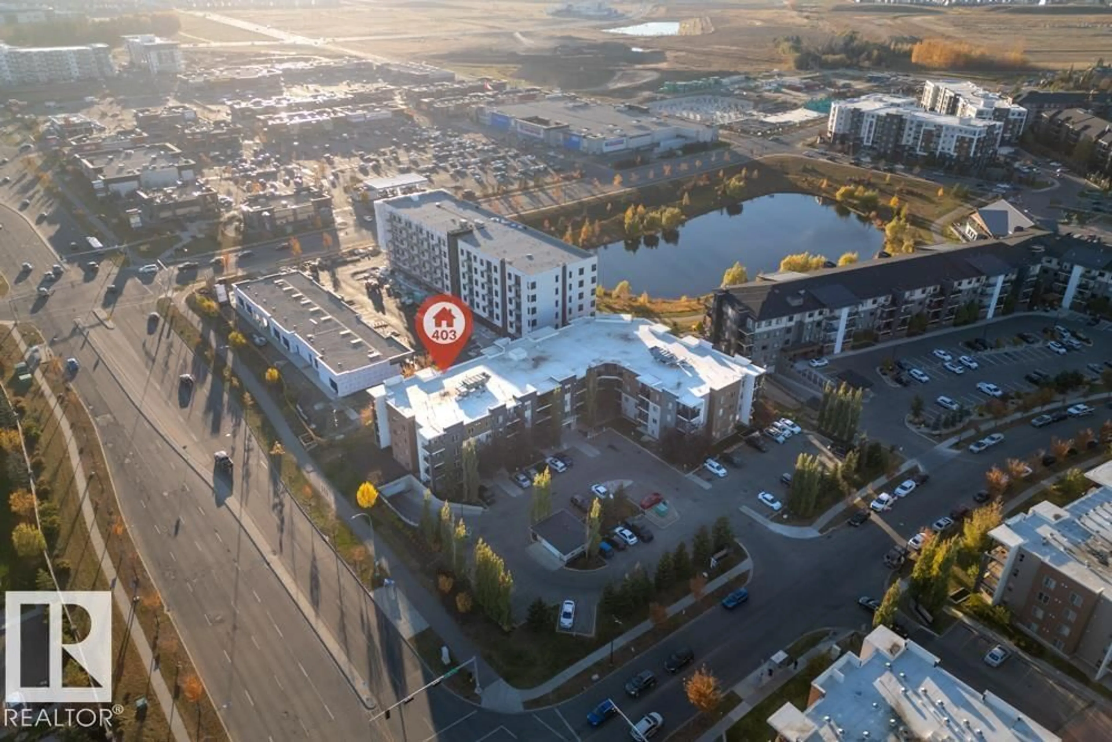 A pic from outside/outdoor area/front of a property/back of a property/a pic from drone, city buildings view from balcony for #403 - 11803 22 AV, Edmonton Alberta T6W2R9