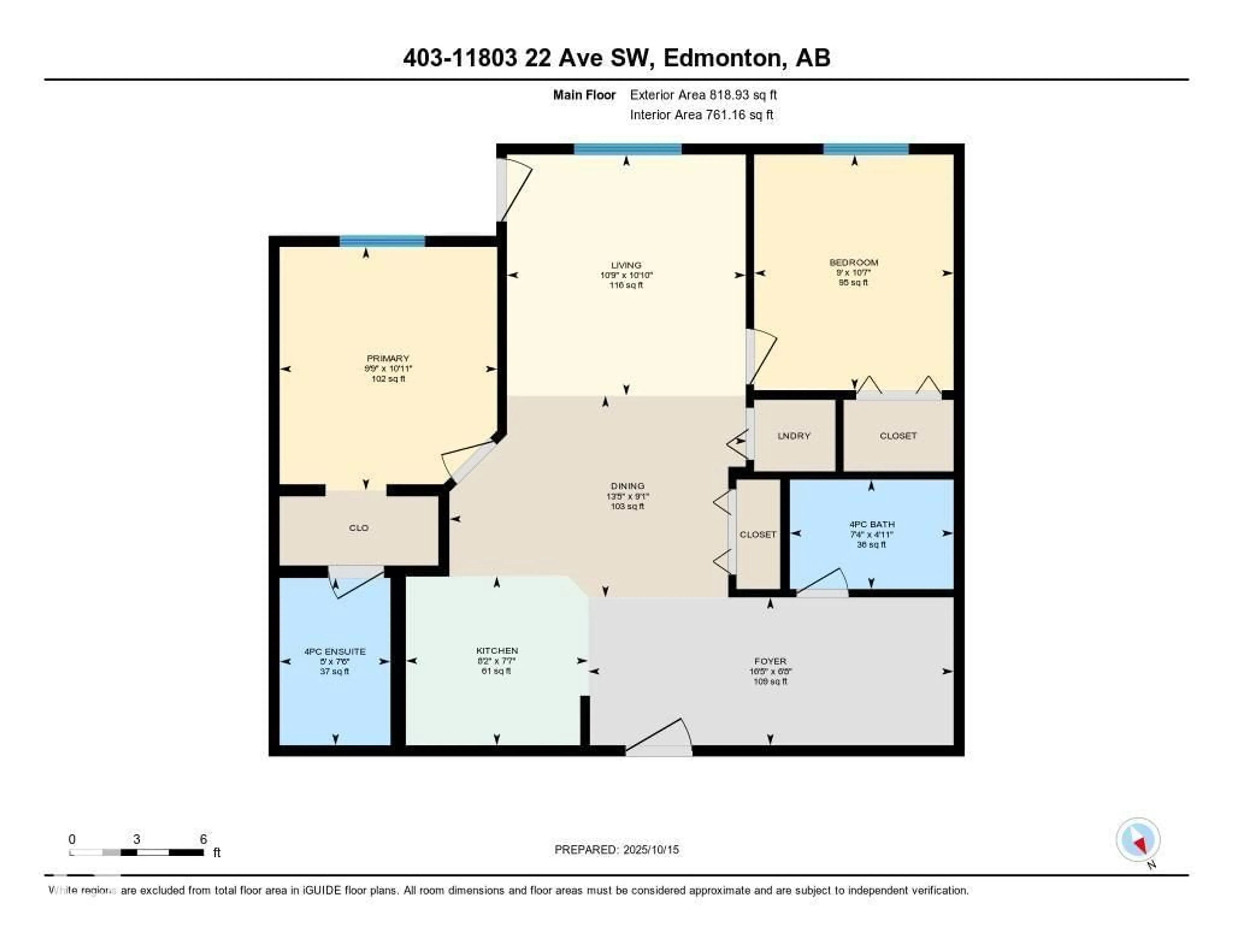 Floor plan for #403 - 11803 22 AV, Edmonton Alberta T6W2R9
