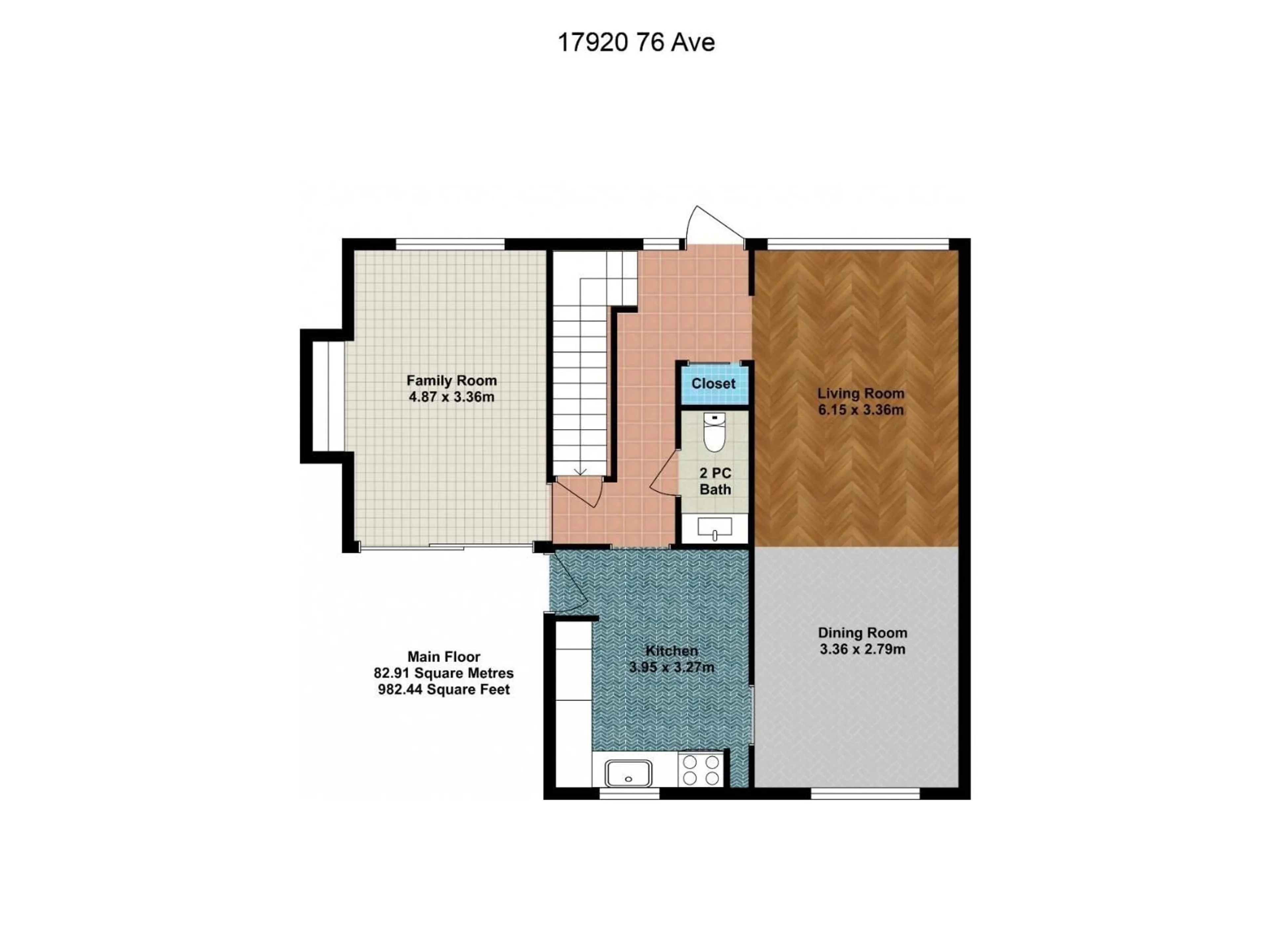 Floor plan for 17920 76 AV, Edmonton Alberta T5T2G1