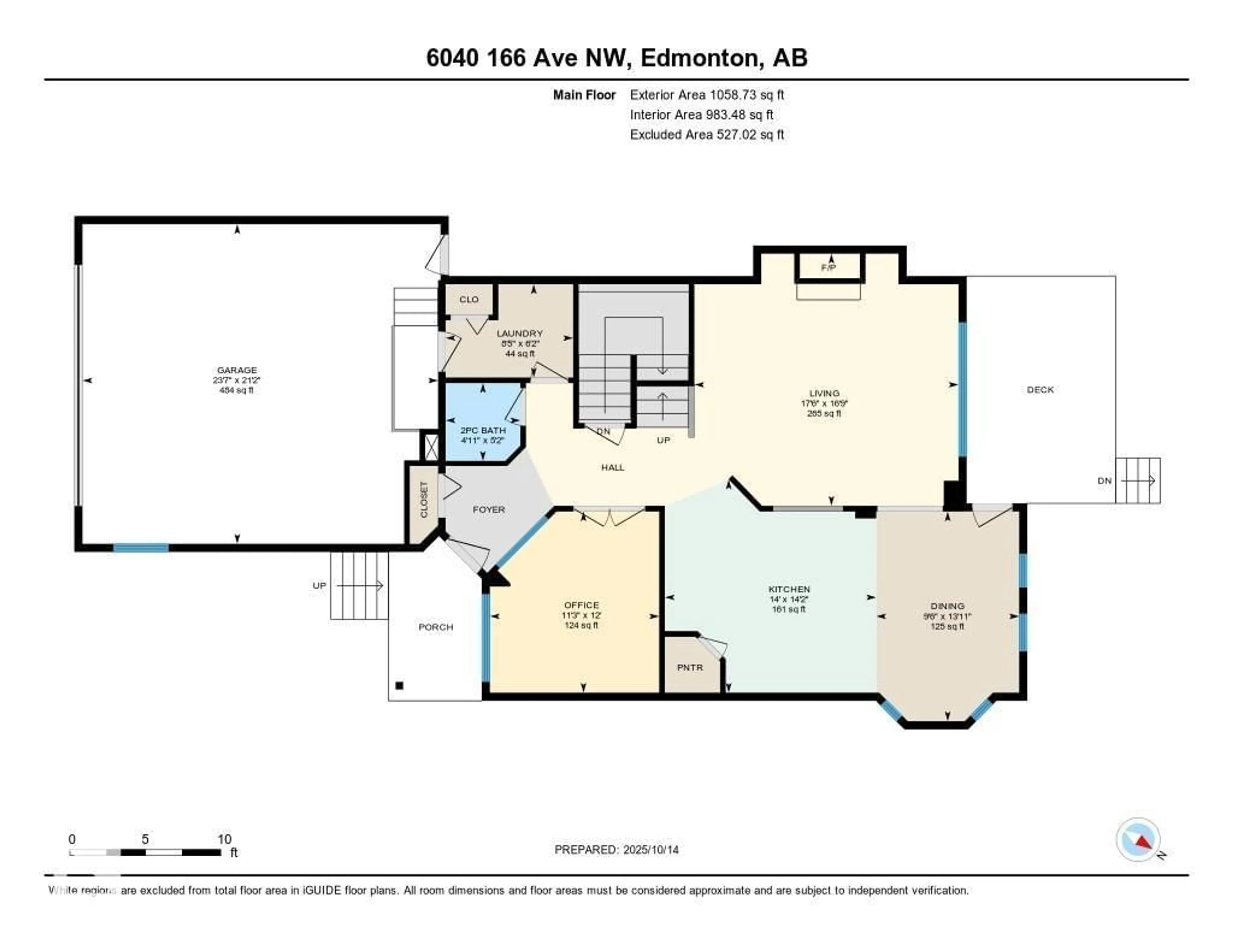 Floor plan for 6040 166 AV, Edmonton Alberta T5Y0A8