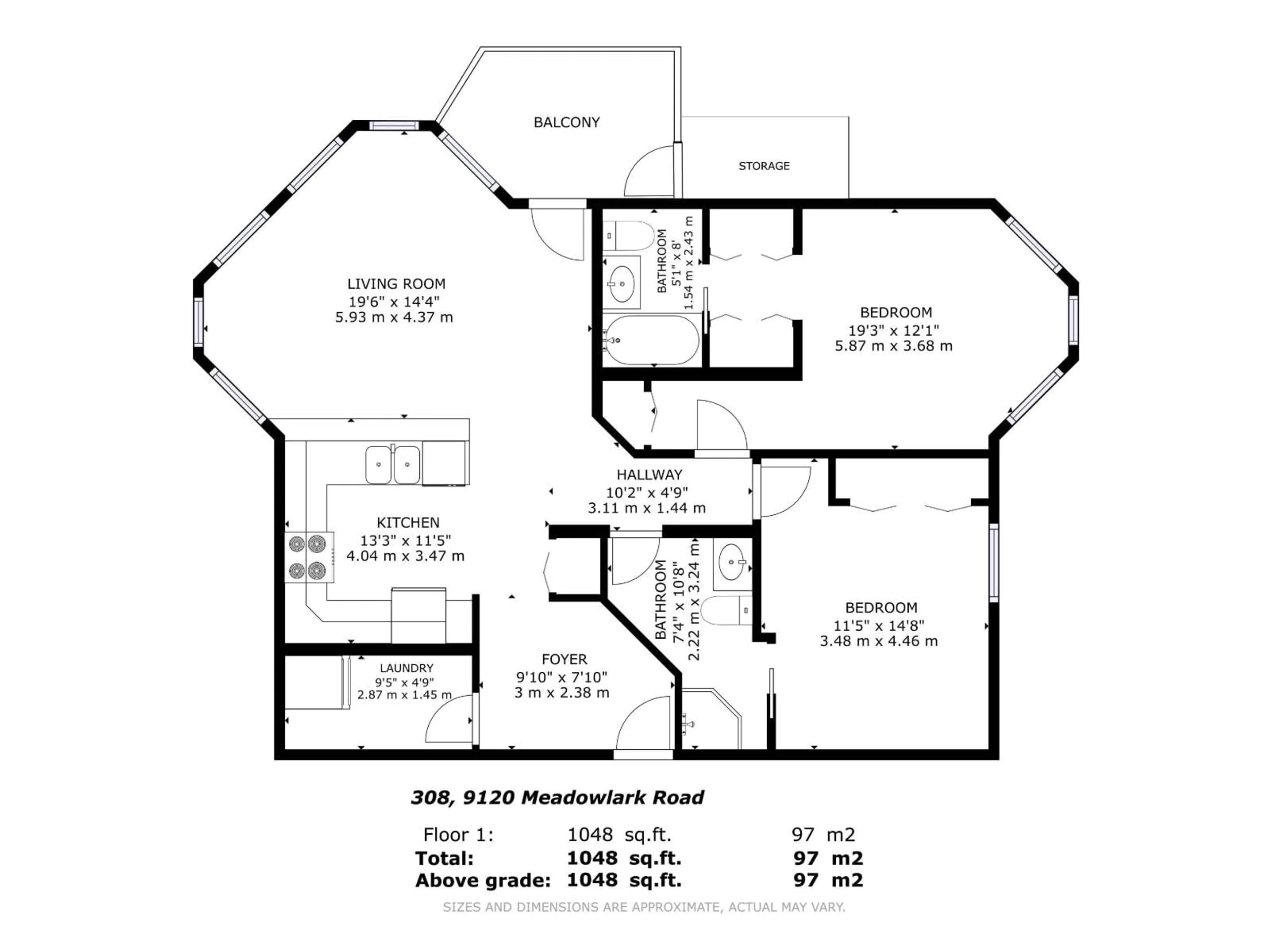 Floor plan for #308 - 9120 156 ST, Edmonton Alberta T5R1Y8