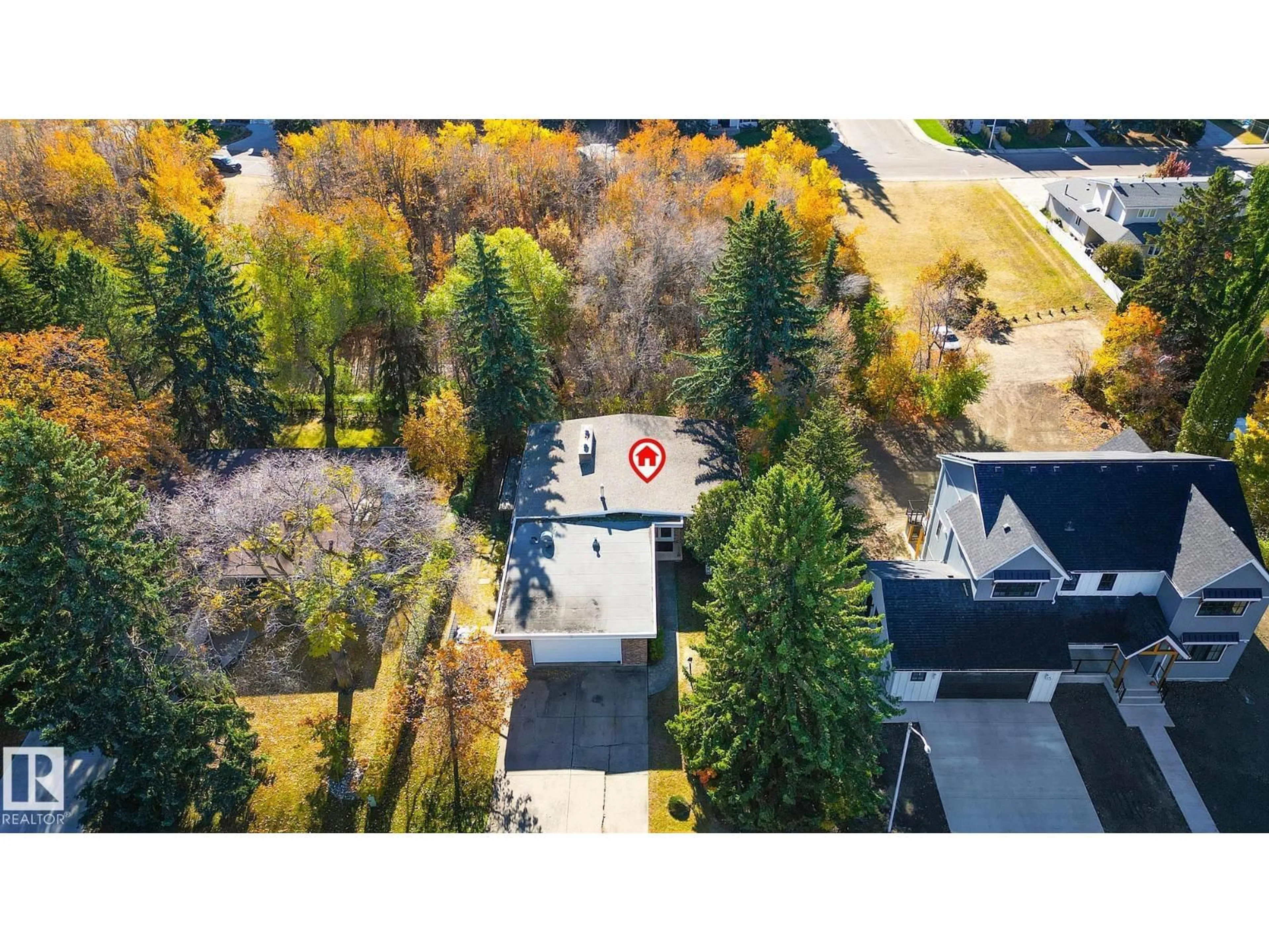 A pic from outside/outdoor area/front of a property/back of a property/a pic from drone, forest/trees view for 13 VALLEYVIEW CR, Edmonton Alberta T5R5S5
