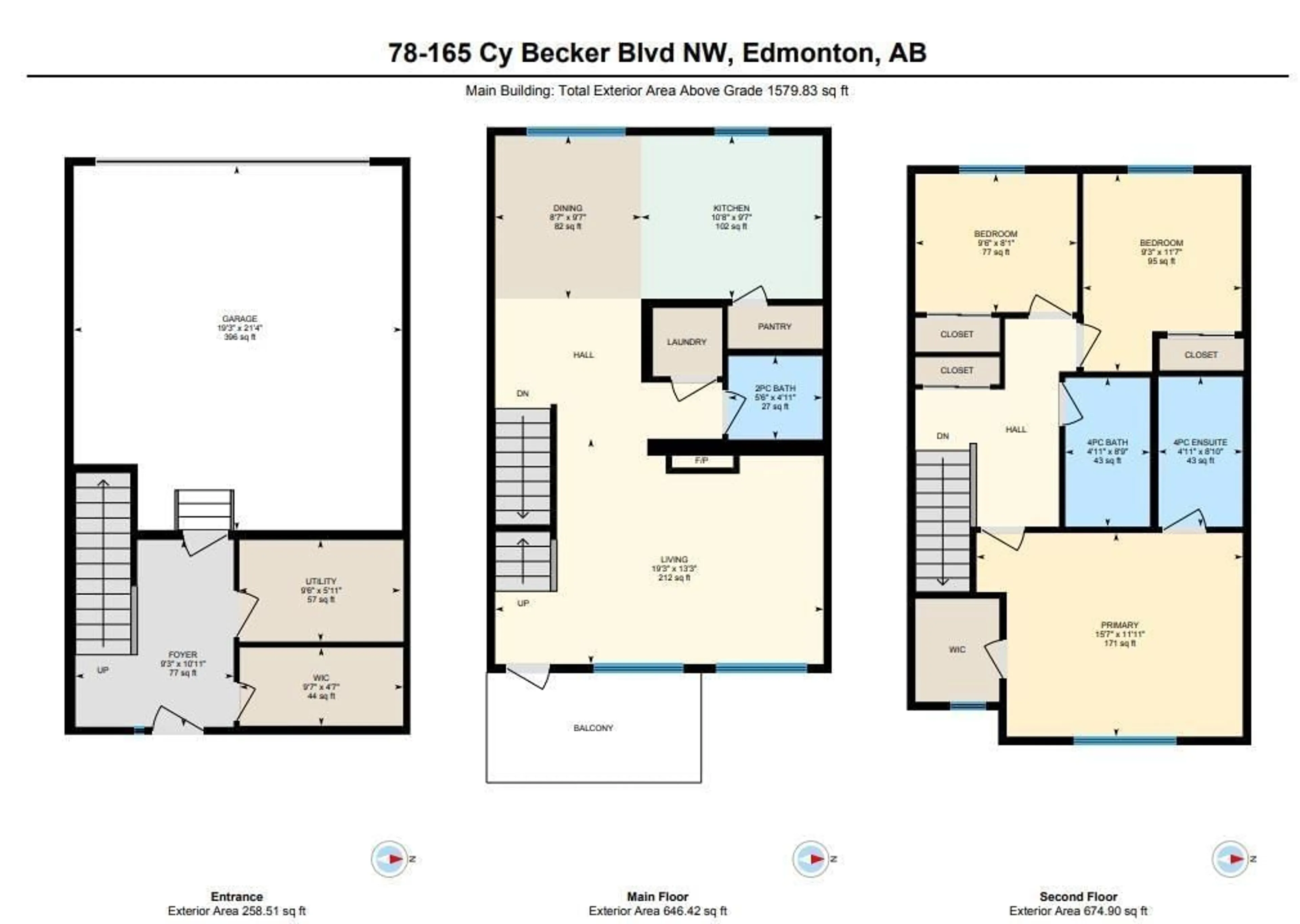 Floor plan for 78 165 CY BECKER BV NW, Edmonton Alberta T5Y3R4