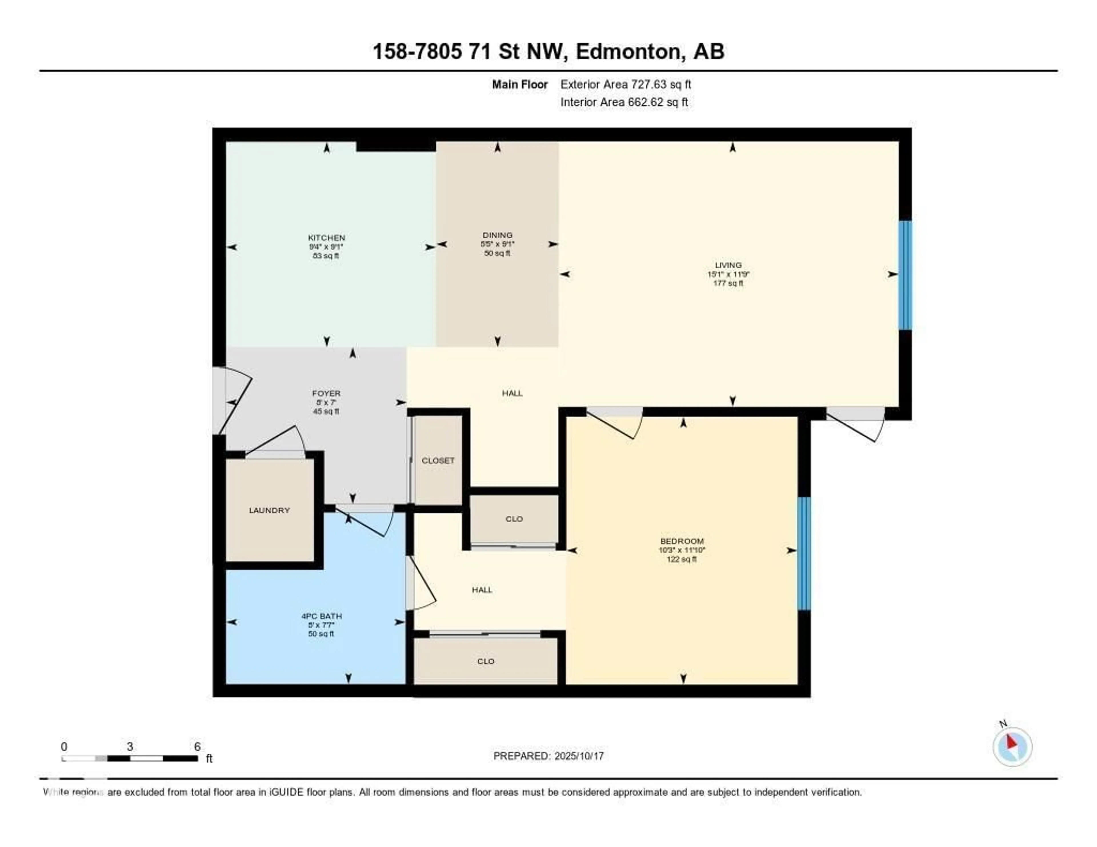 Floor plan for 158 7805 71 ST NW, Edmonton Alberta T6B3V6