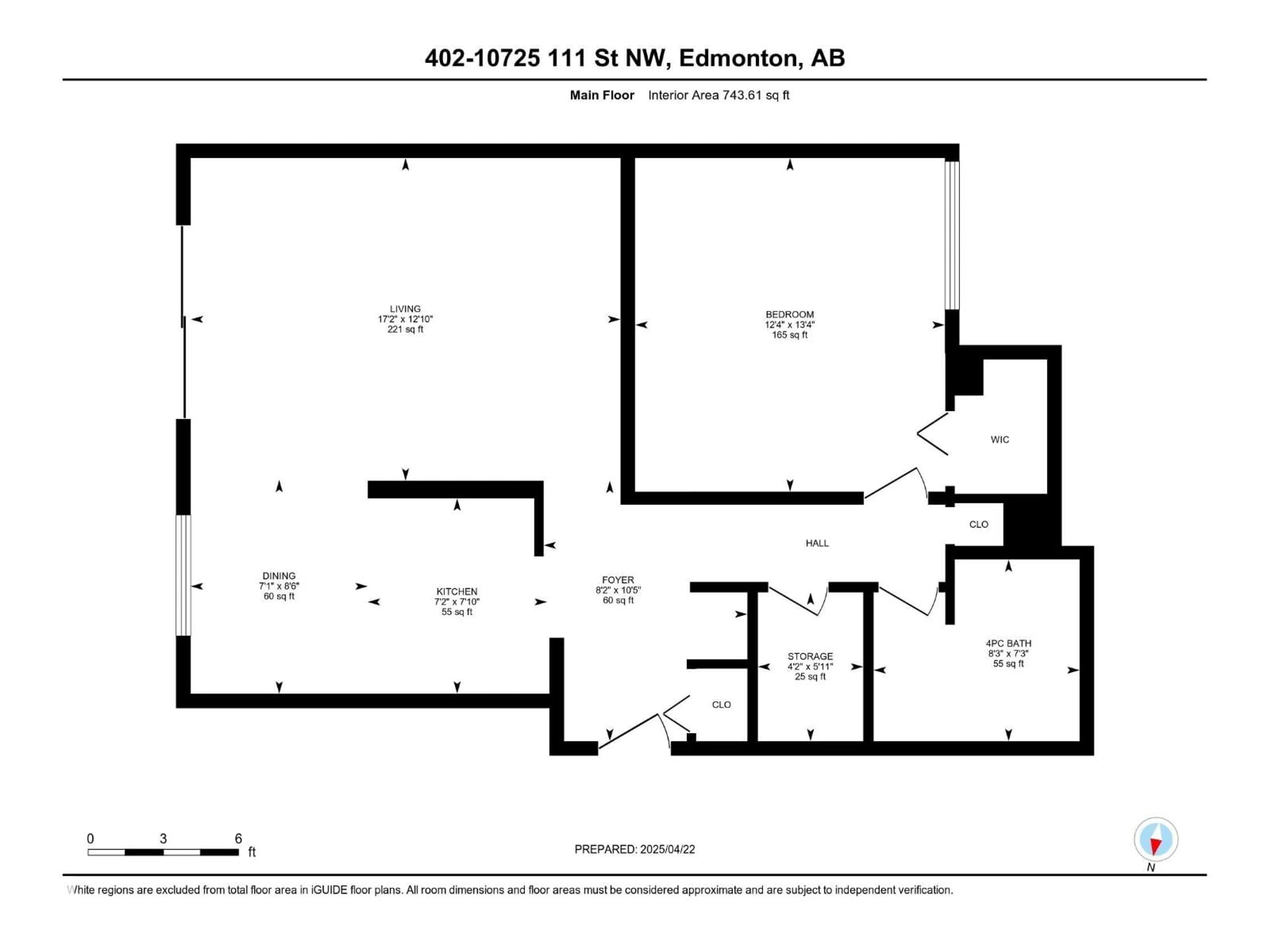 Floor plan for #402 - 10725 111 ST NW, Edmonton Alberta T5H3G2