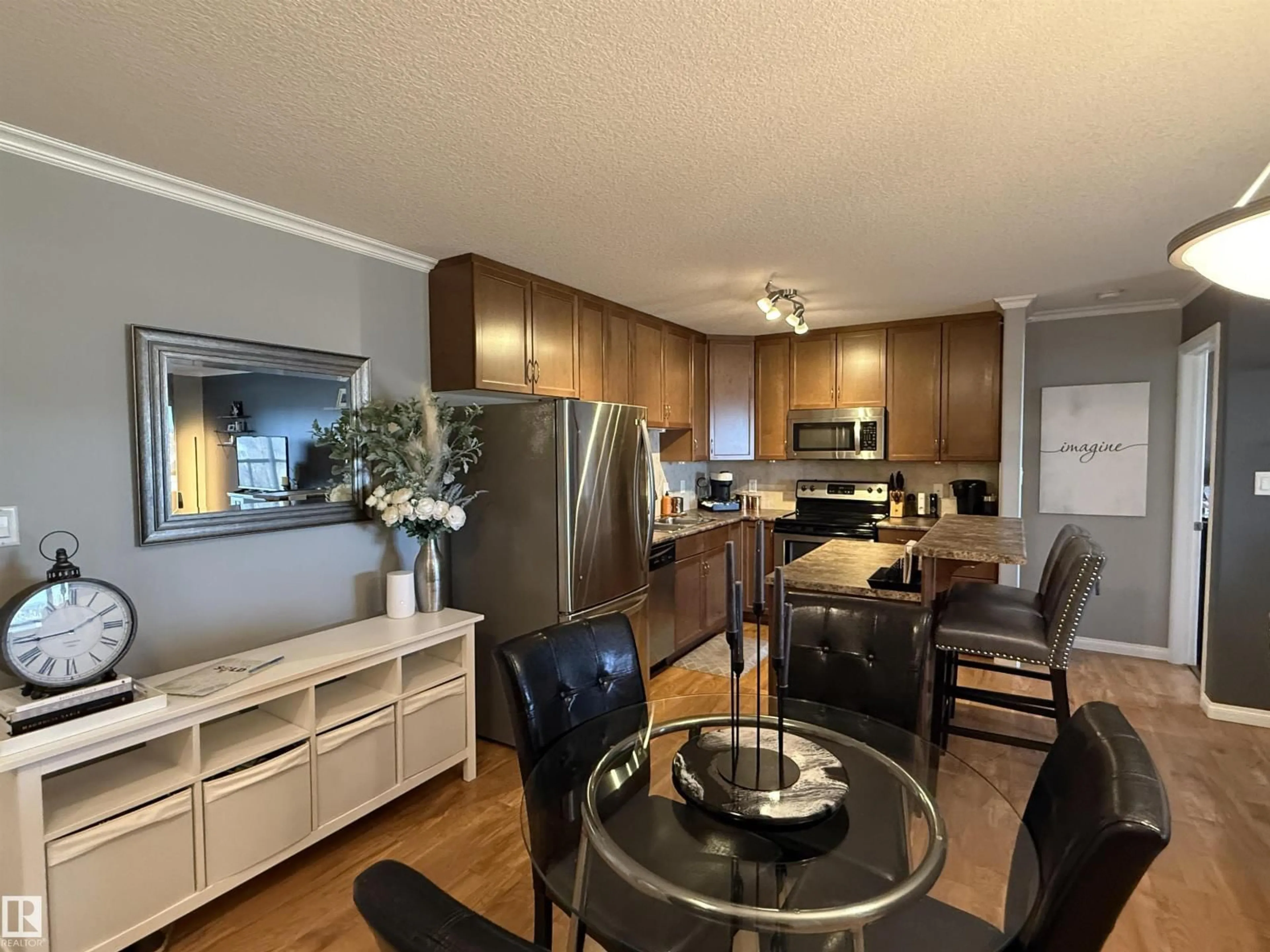 Open concept kitchen, wood/laminate floor for 415 - 1204 156 ST, Edmonton Alberta T6R0R6