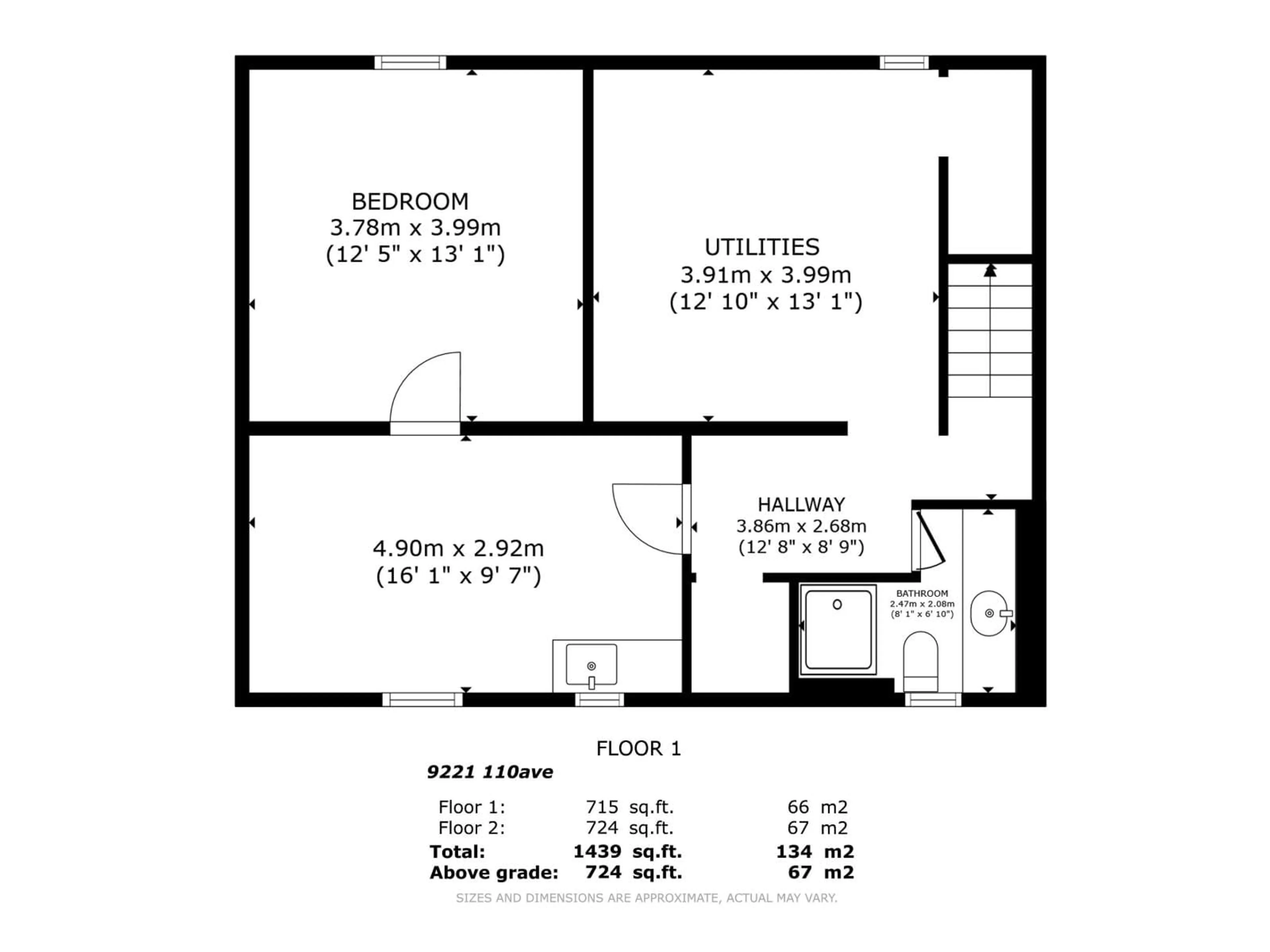 Floor plan for 9221 110 AV, Edmonton Alberta T5H1H2