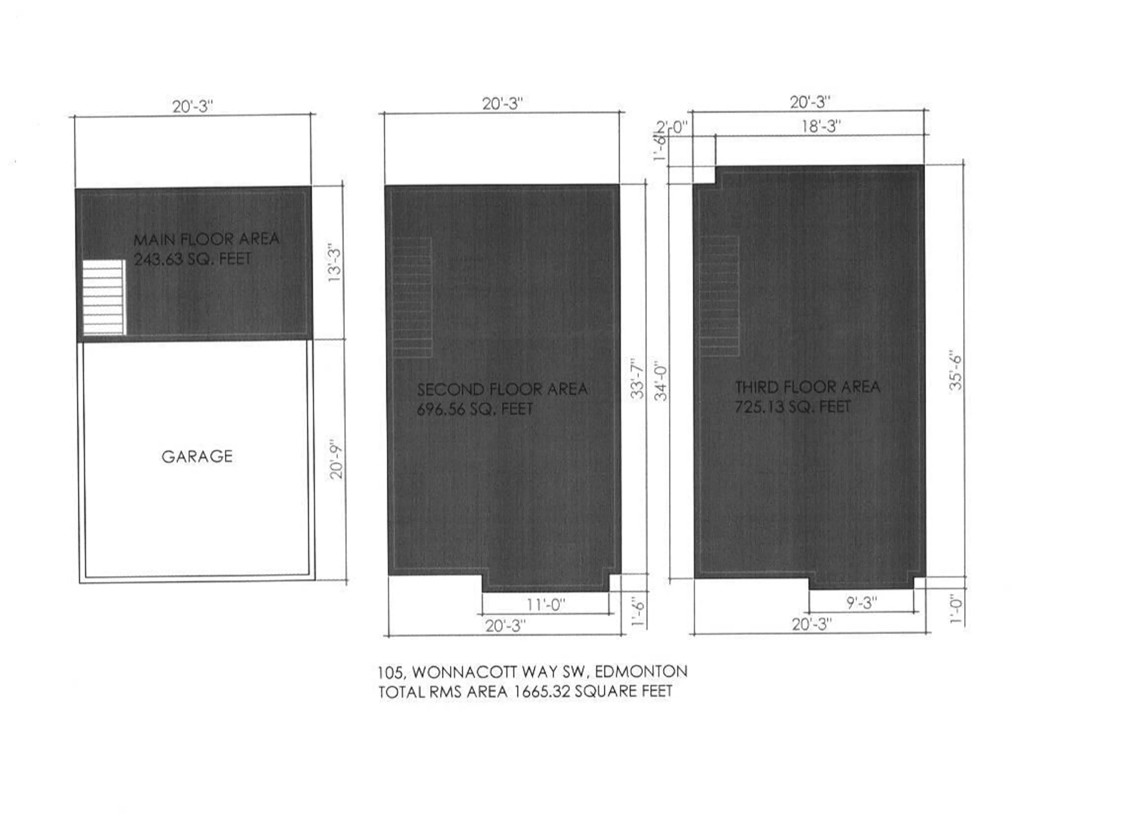 Floor plan for #105 - 2072 WONNACOTT WY, Edmonton Alberta T6X2V7