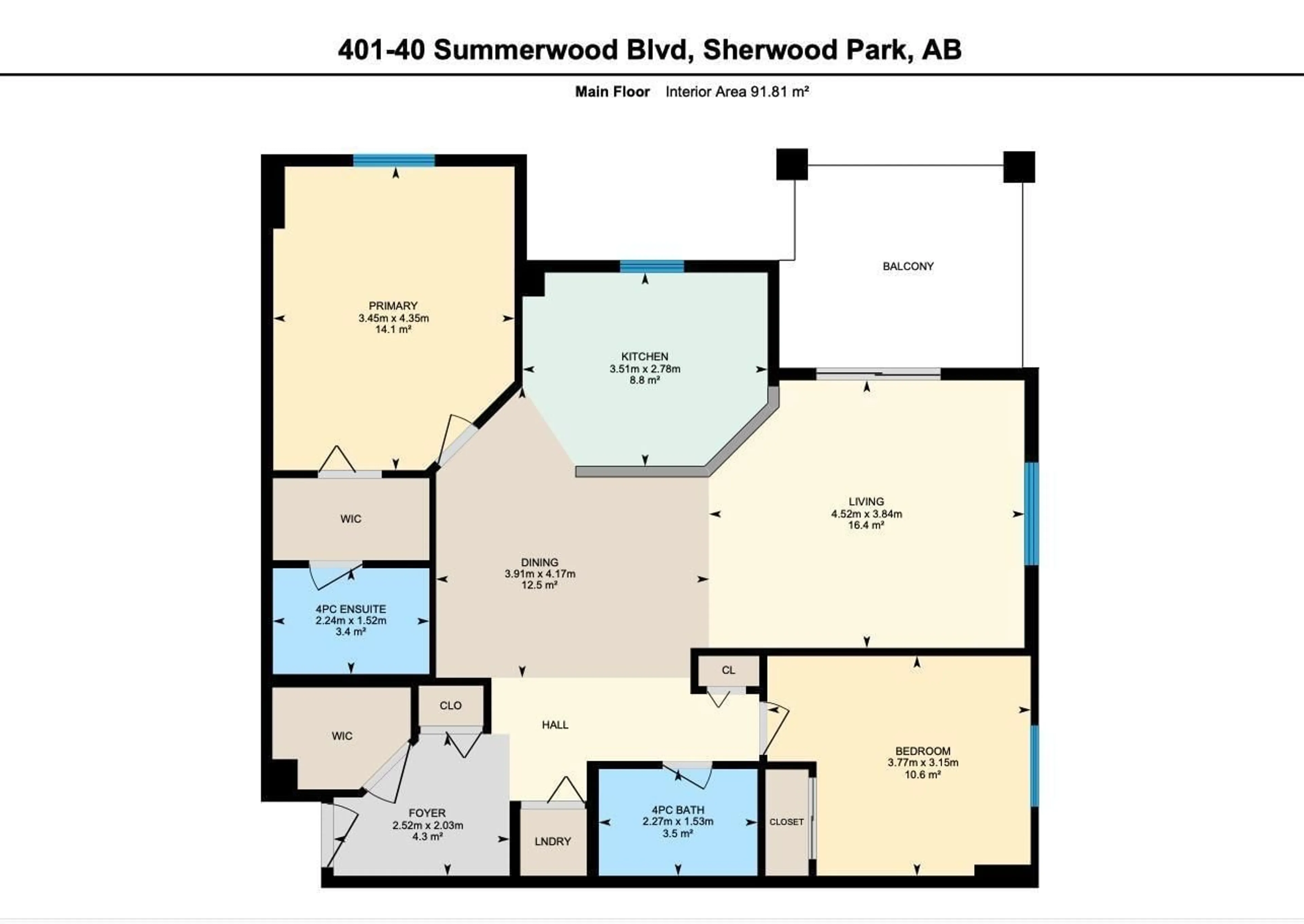 Floor plan for #401 - 40 SUMMERWOOD BV, Sherwood Park Alberta T8H0C2