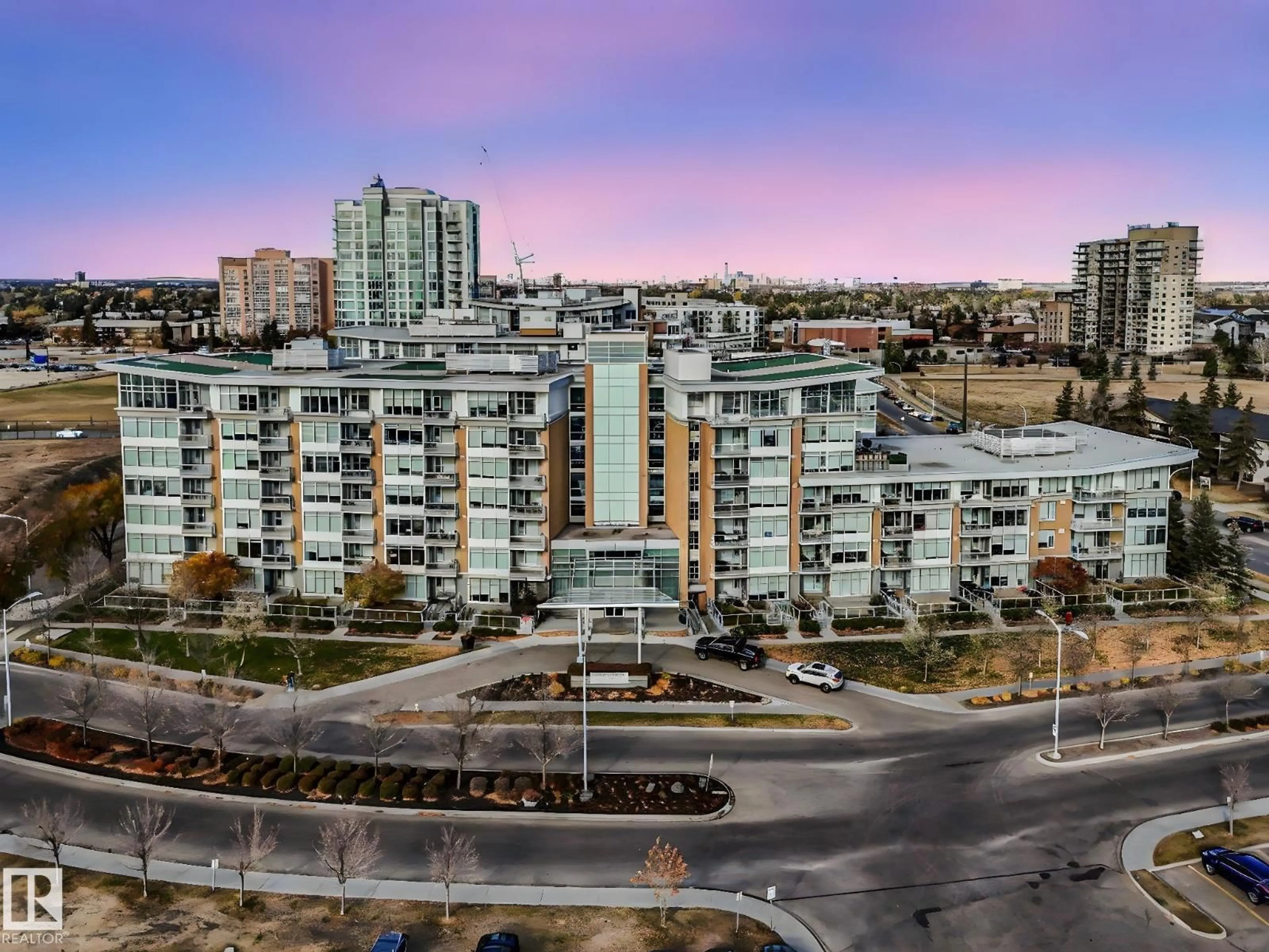 A pic from outside/outdoor area/front of a property/back of a property/a pic from drone, city buildings view from balcony for #410 - 2504 109 ST NW, Edmonton Alberta T5J2H3