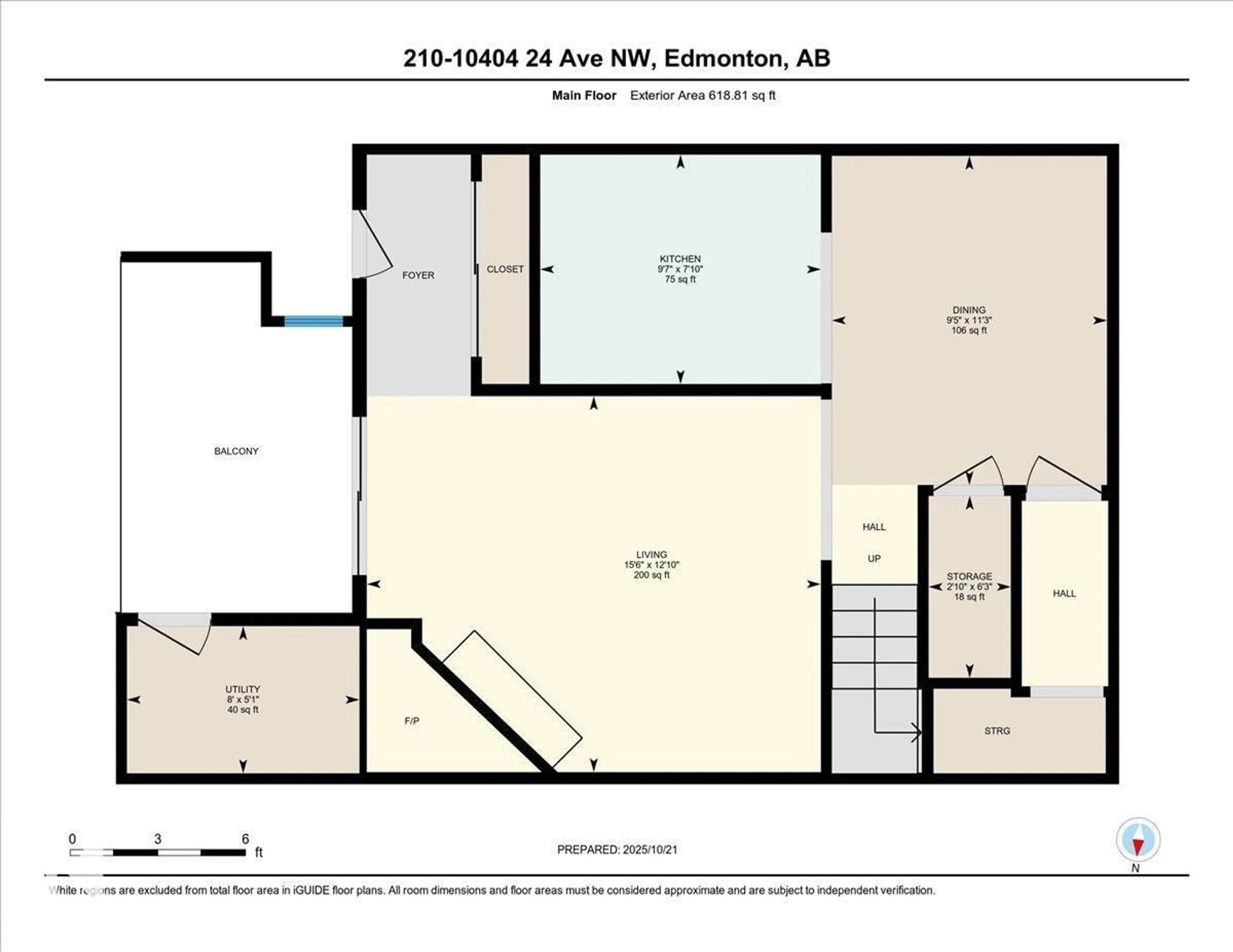 Floor plan for 210 - 10404 24 AV NW, Edmonton Alberta T6T4J7